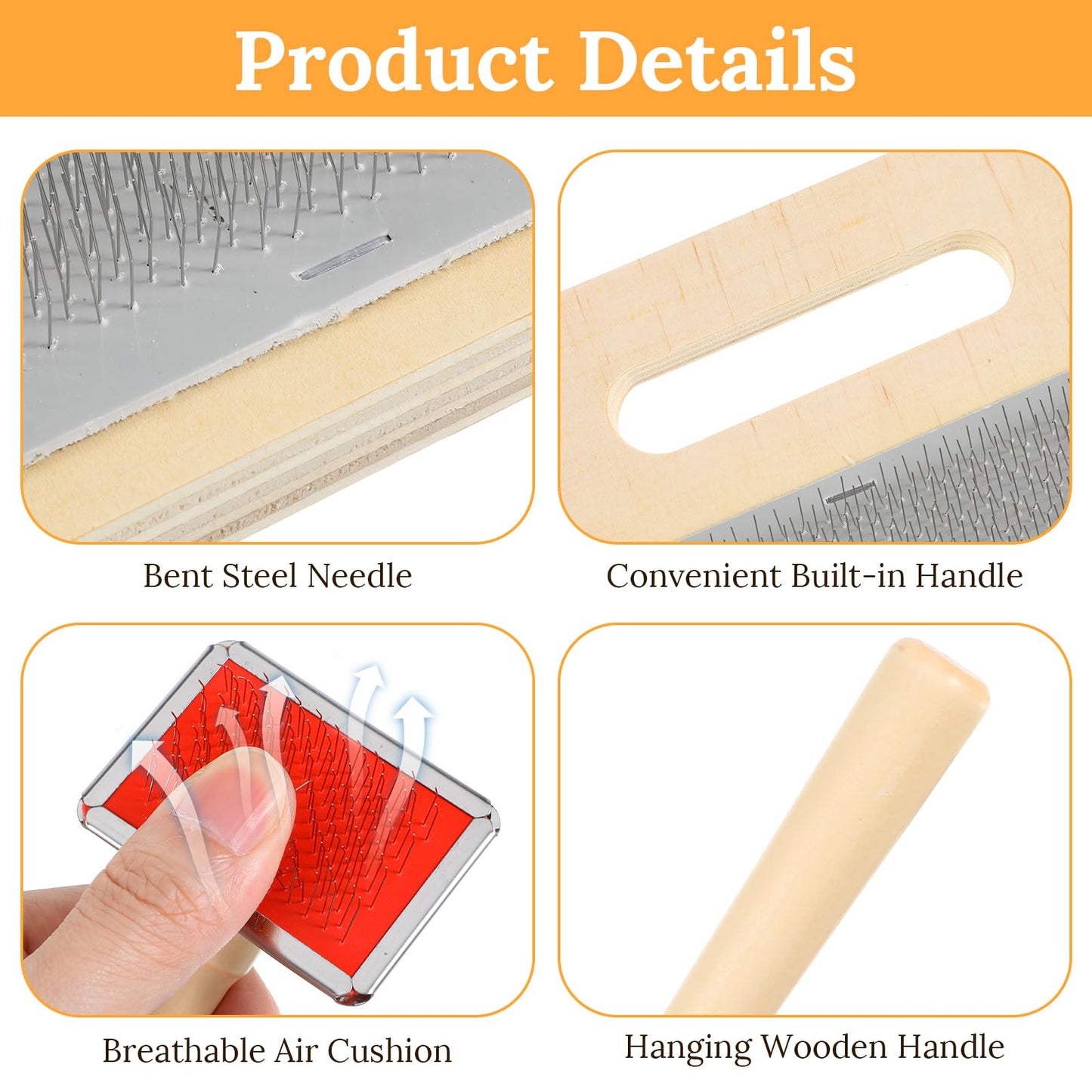 4 Pcs Wool Blending Board Carding Brush Set, Wool Hand Carders, Wooden Carding Brush, Felted Carder for DIY Projects, Felt Needle Project Craft