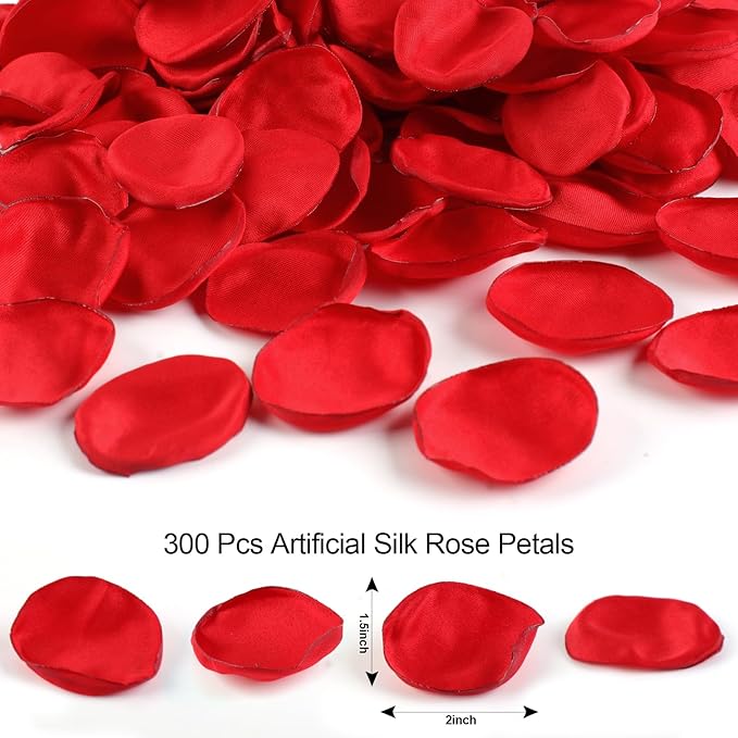 300pcs Dark Red Faux Silk Rose Petals - Perfect for Wedding Aisles, Flower Girls, Tables, Party Confetti, Bridal Showers and Home Decor