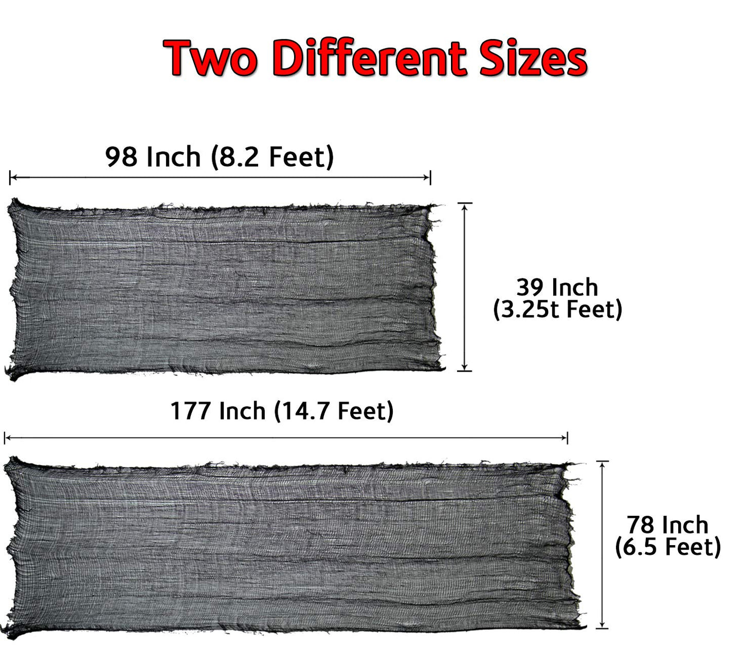 CMD 2PCS Large Scary Halloween Decor Creepy Cloth Decorations Realistic Spooky Fabric Gothic Black Purple Grey Cheesecloth Drape Netting Decoration(Black&Grey, 78" x 98")