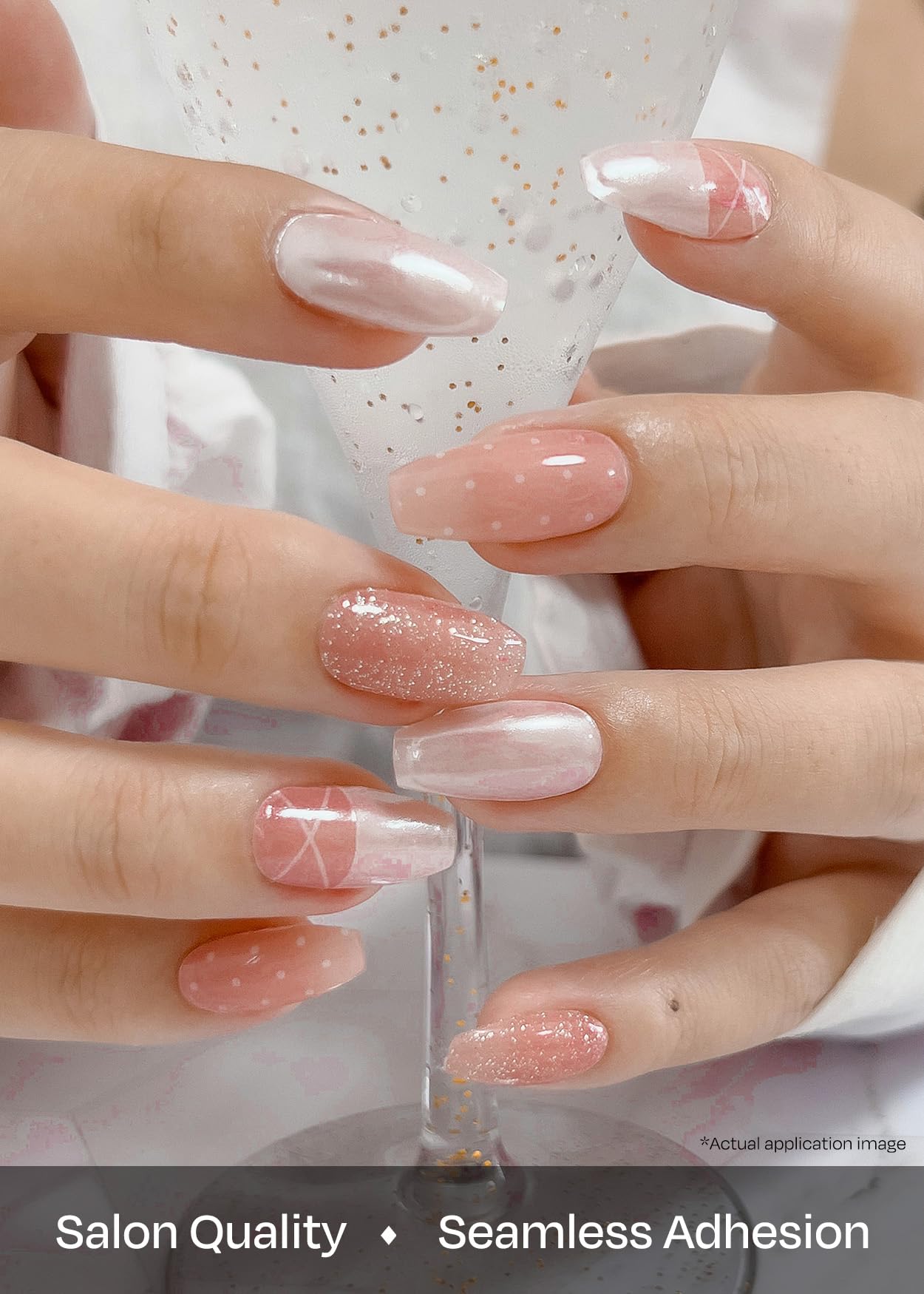 ohora Semi Cured Gel Nail Strips (N Sheer Tutu) - Works with Any Lamps, Salon-Quality, Long Lasting, Easy to Apply & Remove - Includes 2 Prep Pads, Nail File & Wooden Stick