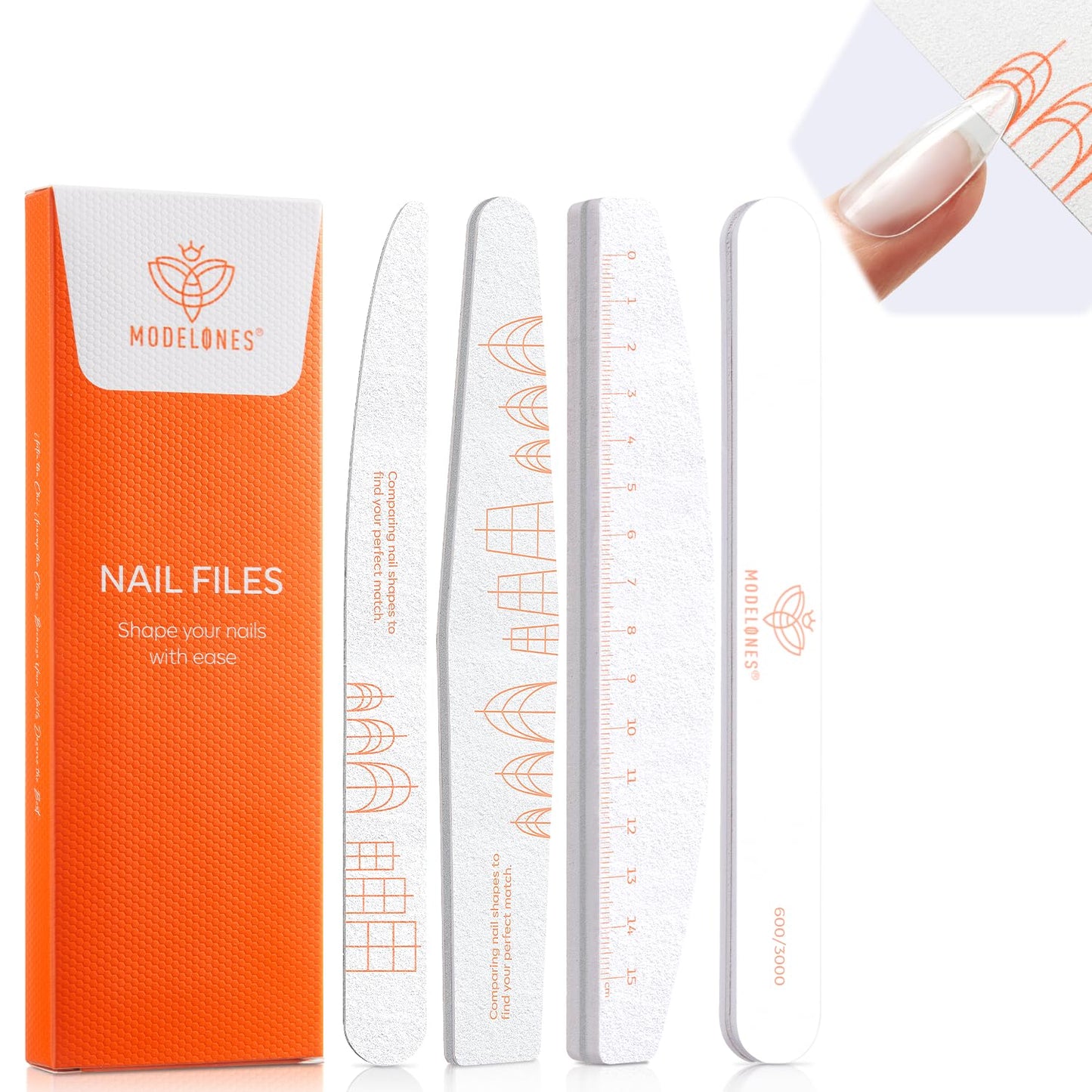 Modelones Nail Polish Remover Pads 50 PCS + Modelones Nail Files and Nail Buffers Blocks 4 PCS
