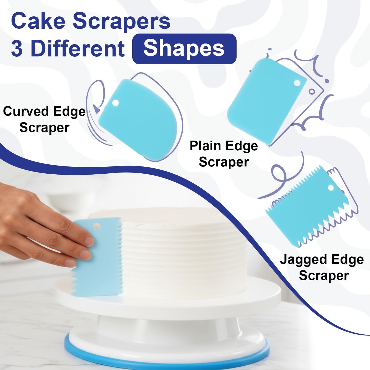 Gymdin 222 PCS Cake Decorating Kit - Includes Cake Turntable, Leveler, Piping Bags and Tips Set, 2 Frosting Spatulas, 3 Scrapers, 100 Cupcake Liners, Booklet and more Decorating Supplies