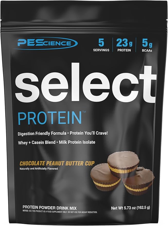 PEScience Select Low Carb Protein Powder, Chocolate Peanut Butter Cup, 5 Serving, Whey and Casein Blend, Keto Friendly, Gluten Free, Best Tasting, Clean Isolate for Women and Men