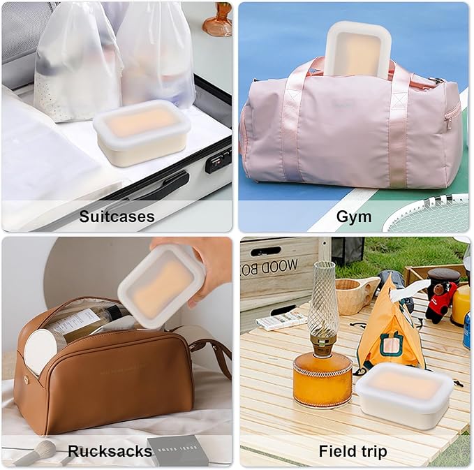Beige Self-Draining Soap Lift Dish - Travel Soap Case with Bar Holder & Saver
