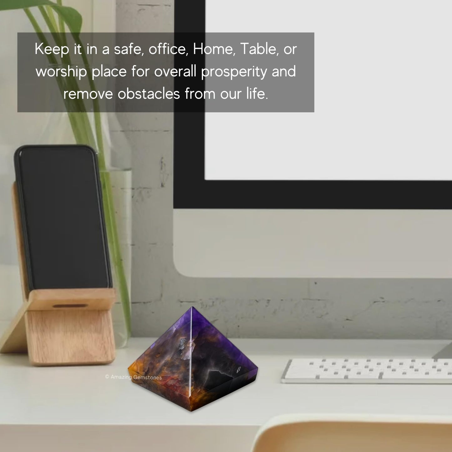 Amazing Gemstone Amethyst Chevron Pyramid Crystal Healing Stones - 2" Great Pyramid Figurine of Natural Stone Pyramid for Meditation, Reiki, Chakra Balancing and Crystal Pyramids Grid