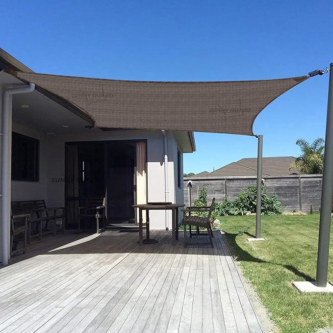 SUNNY GUARD Sun Shade Sail 14' x 18' Rectangle Brown UV Block Sunshade for Backyard Yard Deck Patio Garden Outdoor Activities and Facility(We Make Custom Size)