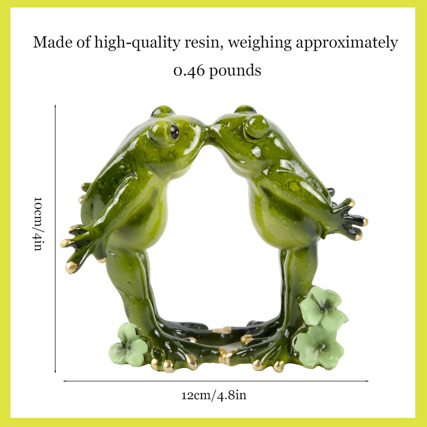 SAISHUO Kissing Frog Couple Figurine Romantic - 1 Set Frog Statues Unique Animal Tabletop Shelf Decoration for Home Garden Patio and Office