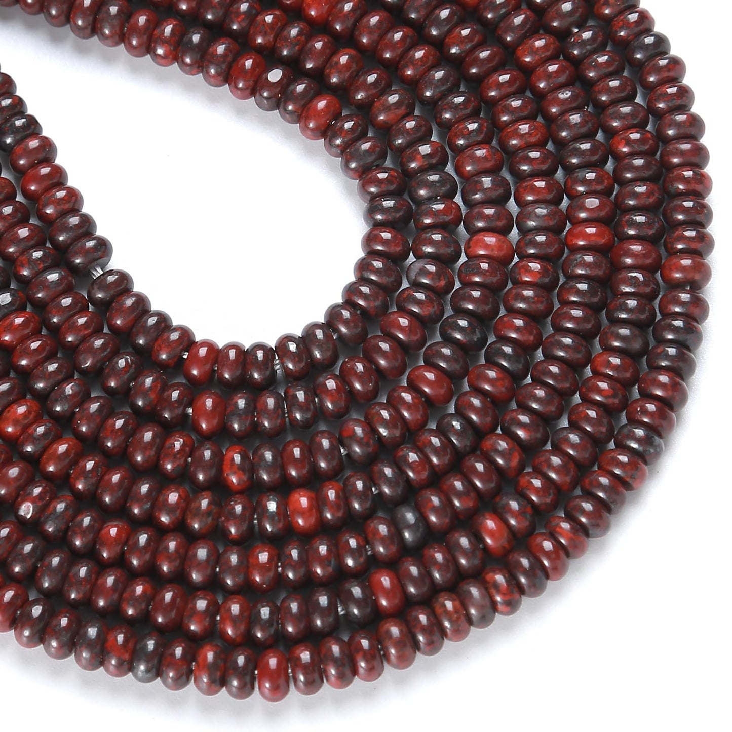 150PCS 2x4mm Natural Mahogany Obsidian Stone Rondelle Beads Abacus Disk Stone Beads Round Loose Spacer Gemstone for DIY Bracelet Necklace Jewelry Making