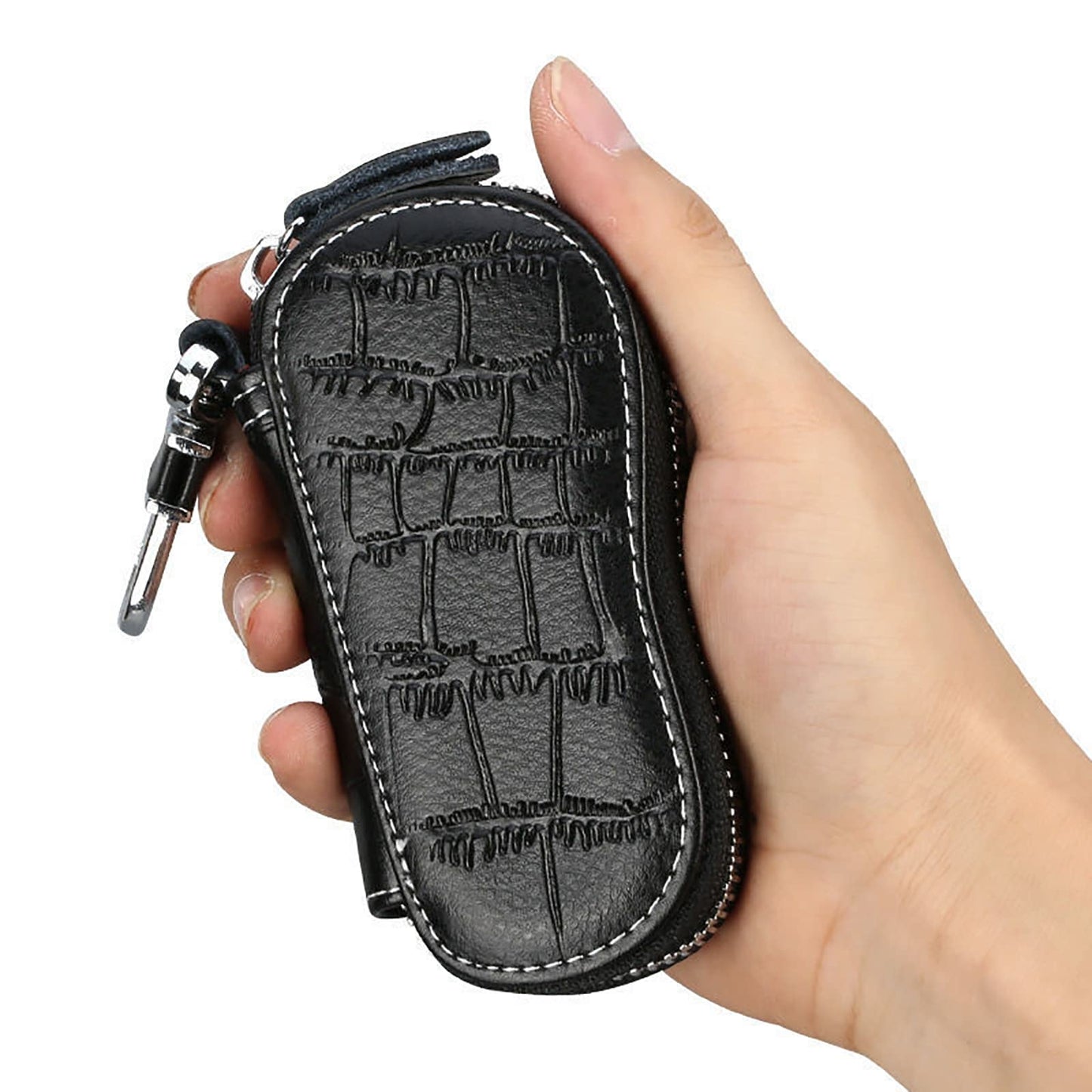 EUUDROBY Key Case Universal Remote Control Large Capacity Key Bag Waist Hanging Men's Leather Material Car Key Bag Daily Use