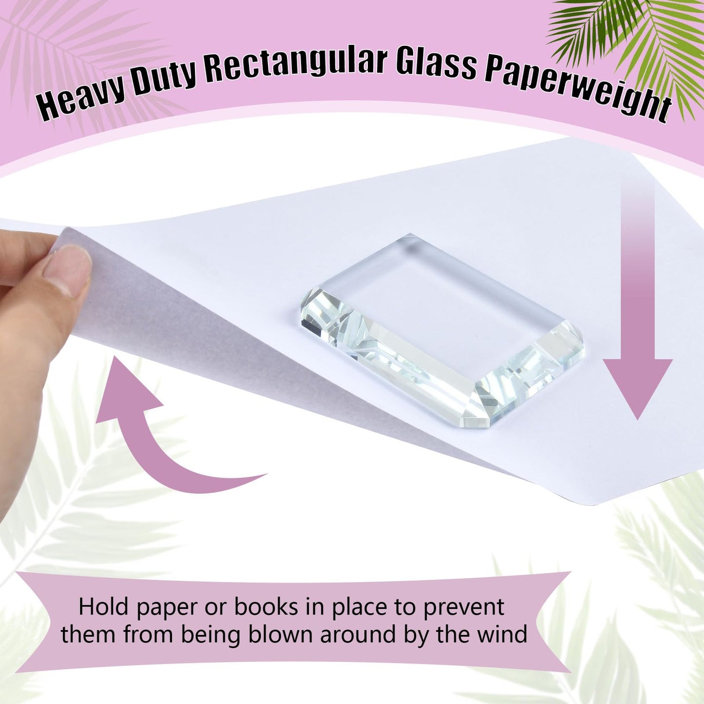 Lainballow 2 Pack Rectangular Glass Paperweight, Paperweight Decorative Blocks, Clear Glass Tiles for Crafts, Home Decoration, Ornaments Book, Maps