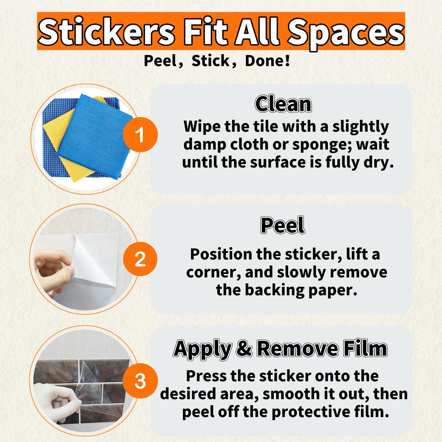 PVC Peel and Stick Tile Decals Decorative Minimalist Tile Stickers 12 Pieces Indoor Wall Decoration for Kitchen Laundry Room Bathroom Camper (Style B)