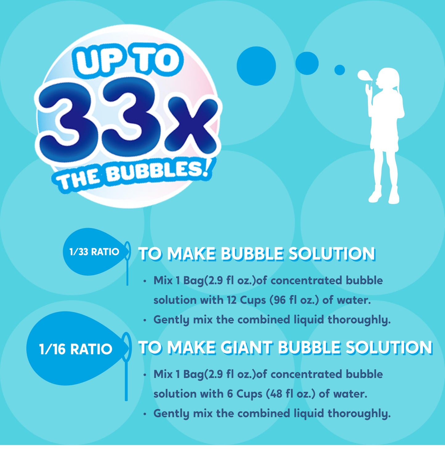 SYNCFUN Giant Bubble Solution (Up to 4.5 Gallons), 6 Pouches Concentrated Solution Refill for Bubble Machine, Wands, Blower, Easter, Outdoors Activity