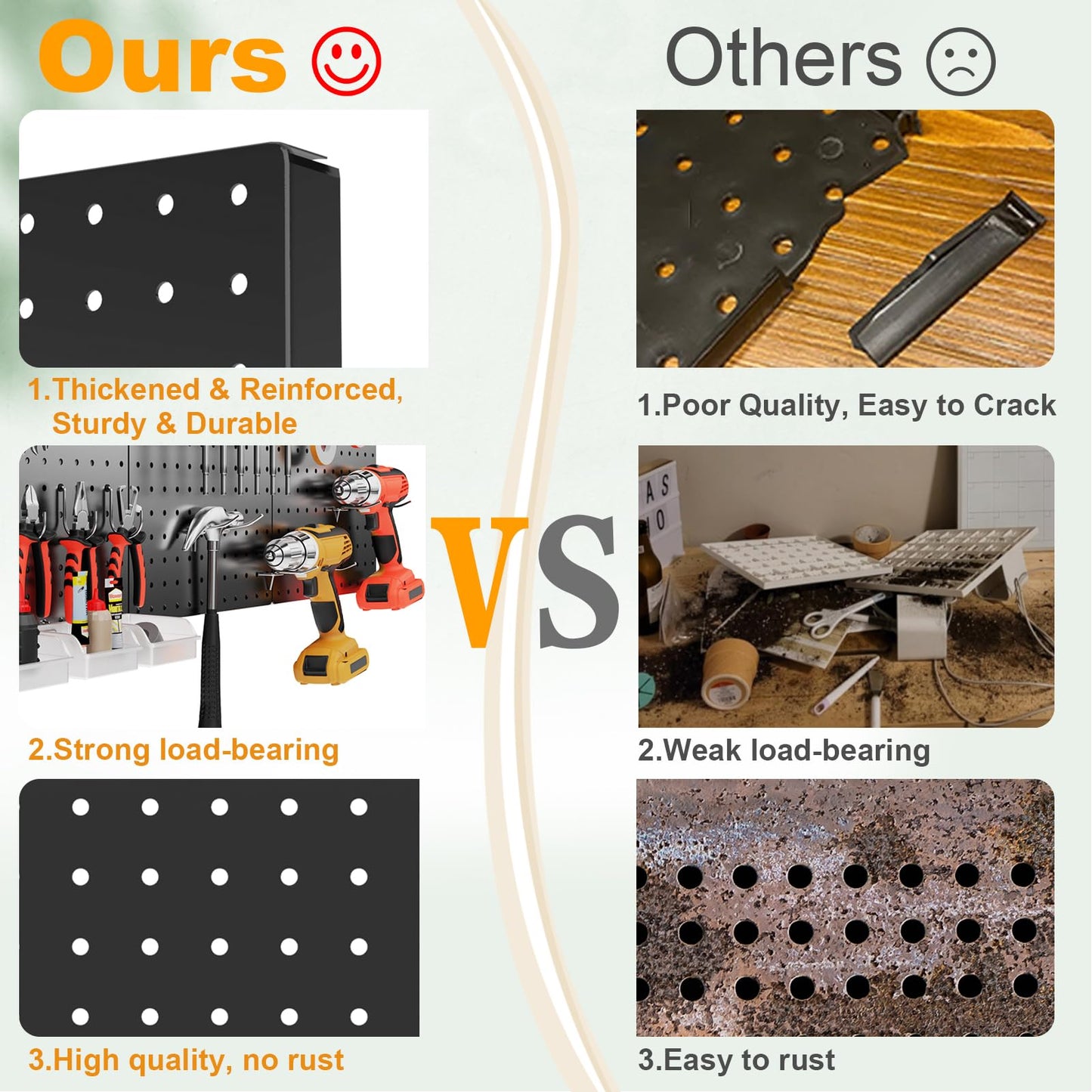 FZK Peg Board Wall Organizer Kit. Heavy Duty, 82PCS Metal Pegboard, Black, 36 * 24