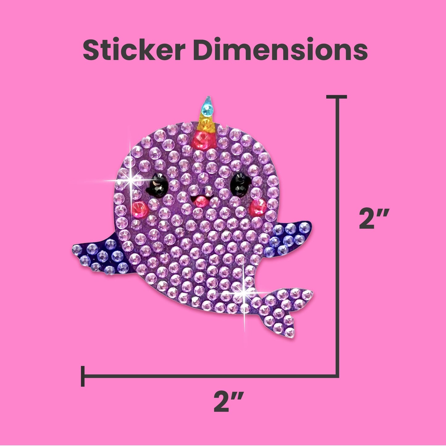 StickerBeans® Rhinestone Stickers - Whimsical Sticker Pack, 2” x 2” Each, Unique Sparkly Cut-to-Shape for Collecting, Trading, Decorating Laptops, Phone Cases, Scrapbooks