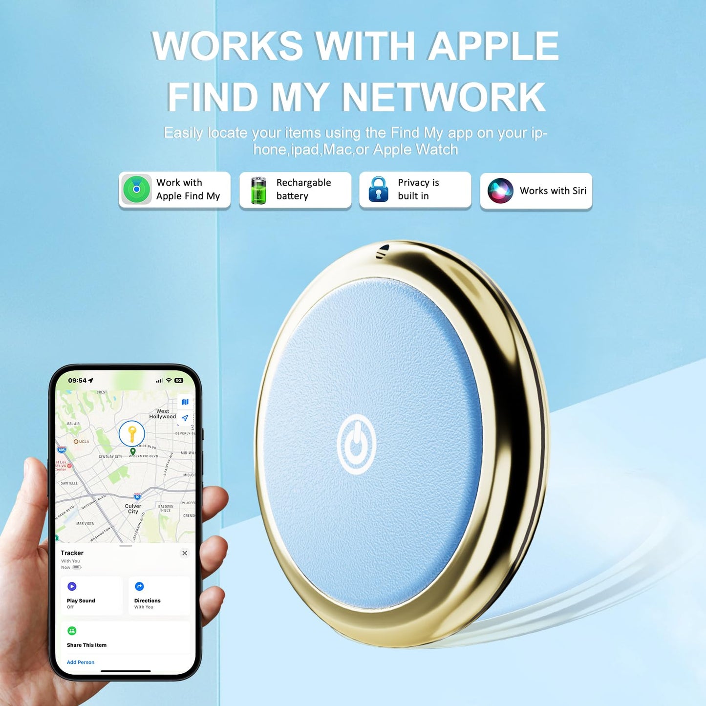 Air Tag Tracker Works with Apple Find My(iOS Only) (Light Blue)