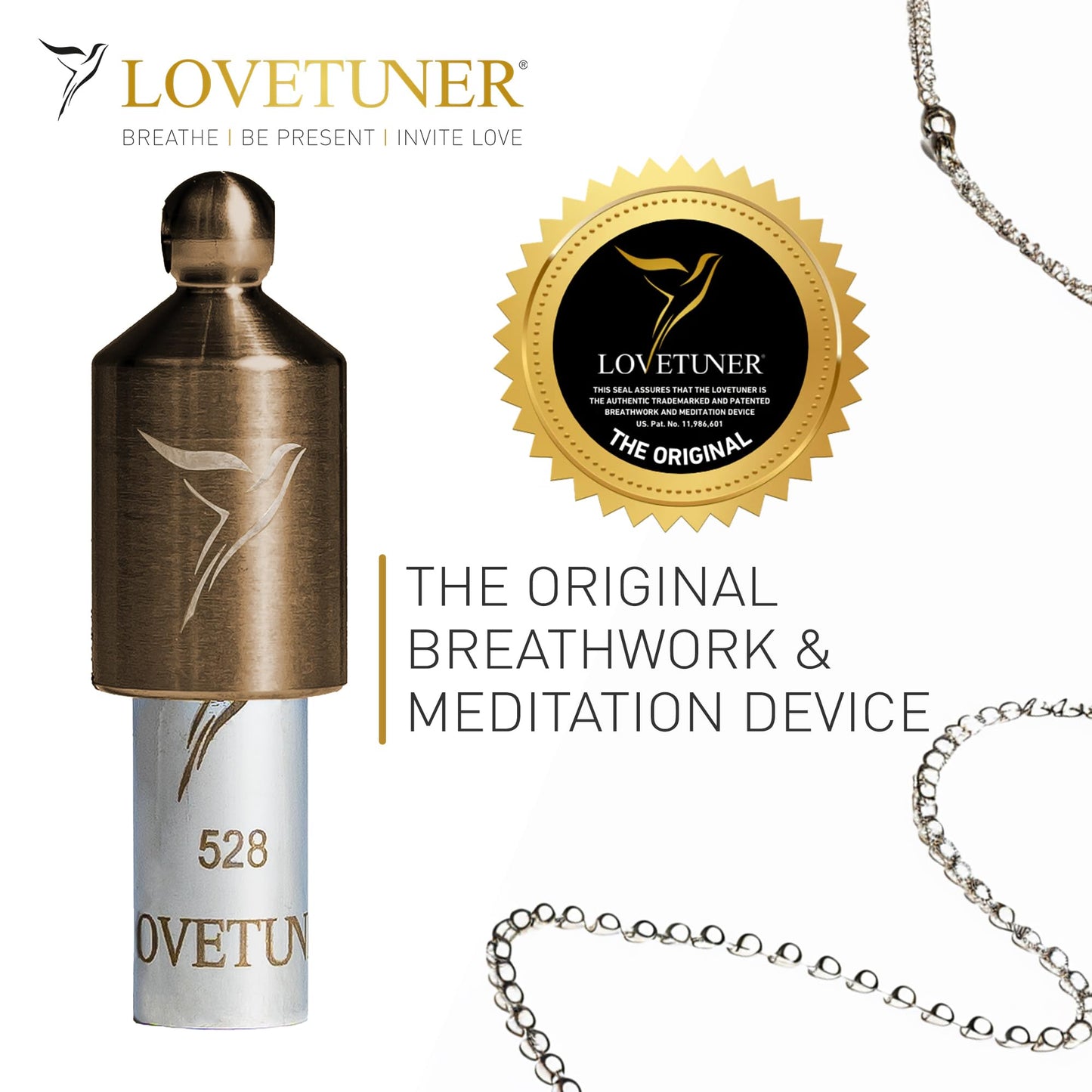 LOVETUNER Meditation Tuning Necklace 528 hz Frequency of Love | Mindfulness Device for Anxiety & Stress Relief