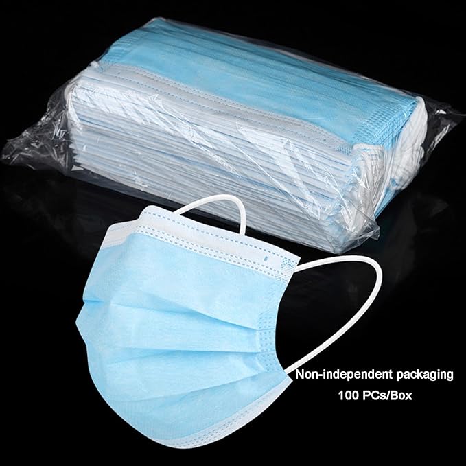 Disposable Face Masks, 3-Ply Breathable Dust Protection for Daily Use, Comfortable Elastic Earloops, Black, 100-Pack