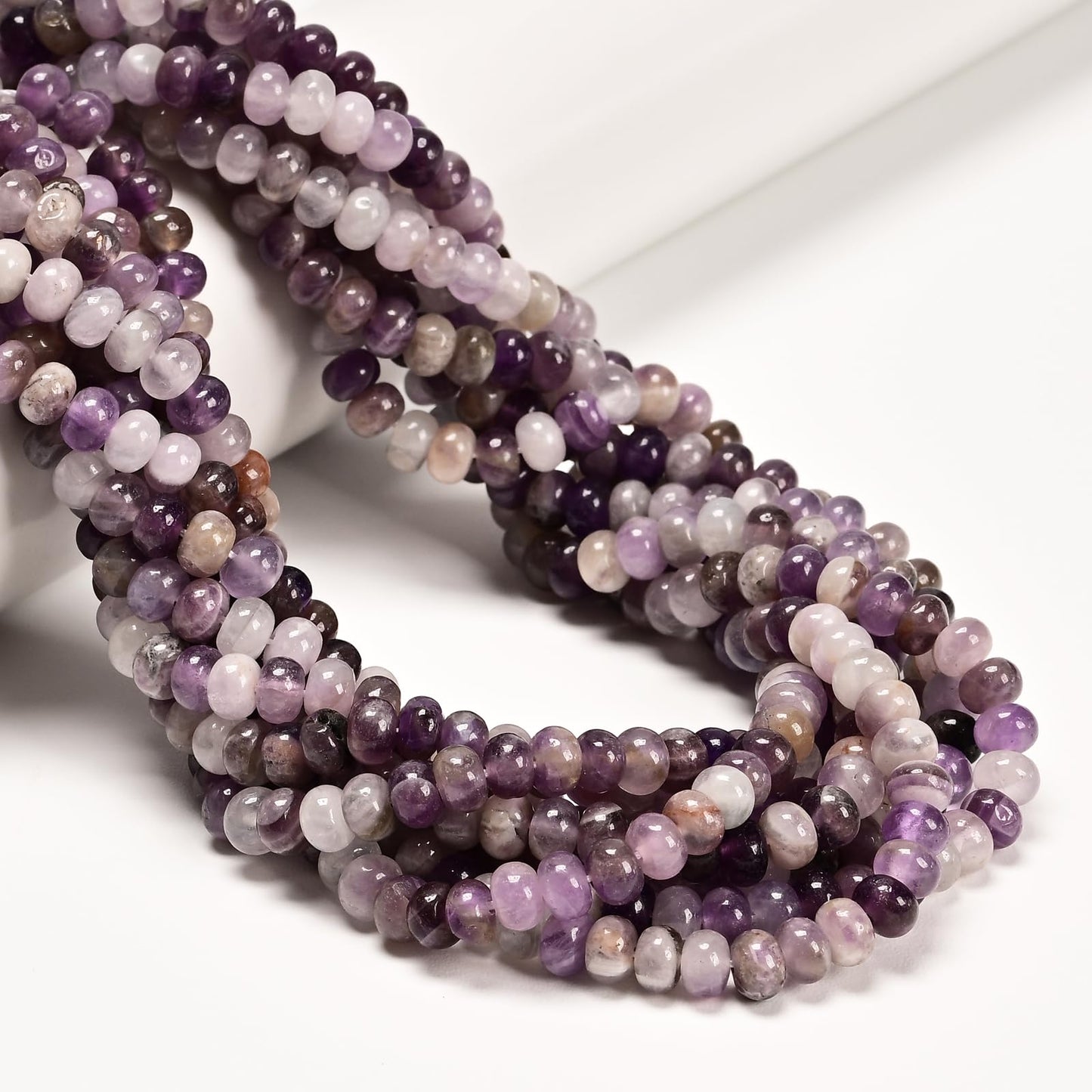 ICAI 4x6mm Natural Rondelle Beads – Loose Gemstone Spacers for DIY Jewelry Making (Amethyst)