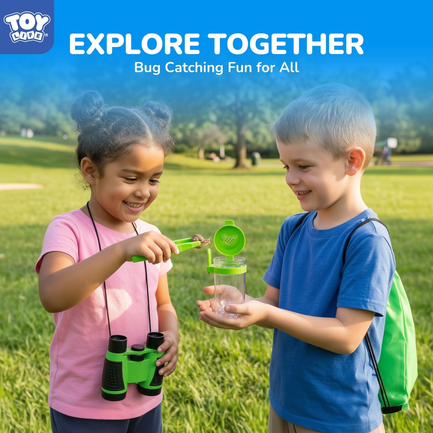 TOY Life Bug Catcher for Kids, Bug Catching Kit Kids Explorer Kit with Bug Net, Catching Tool, Tweezers, Magnifying Glass, Binoculars, Insect Catcher, Educational Outdoor Toys Kid Adventure Set