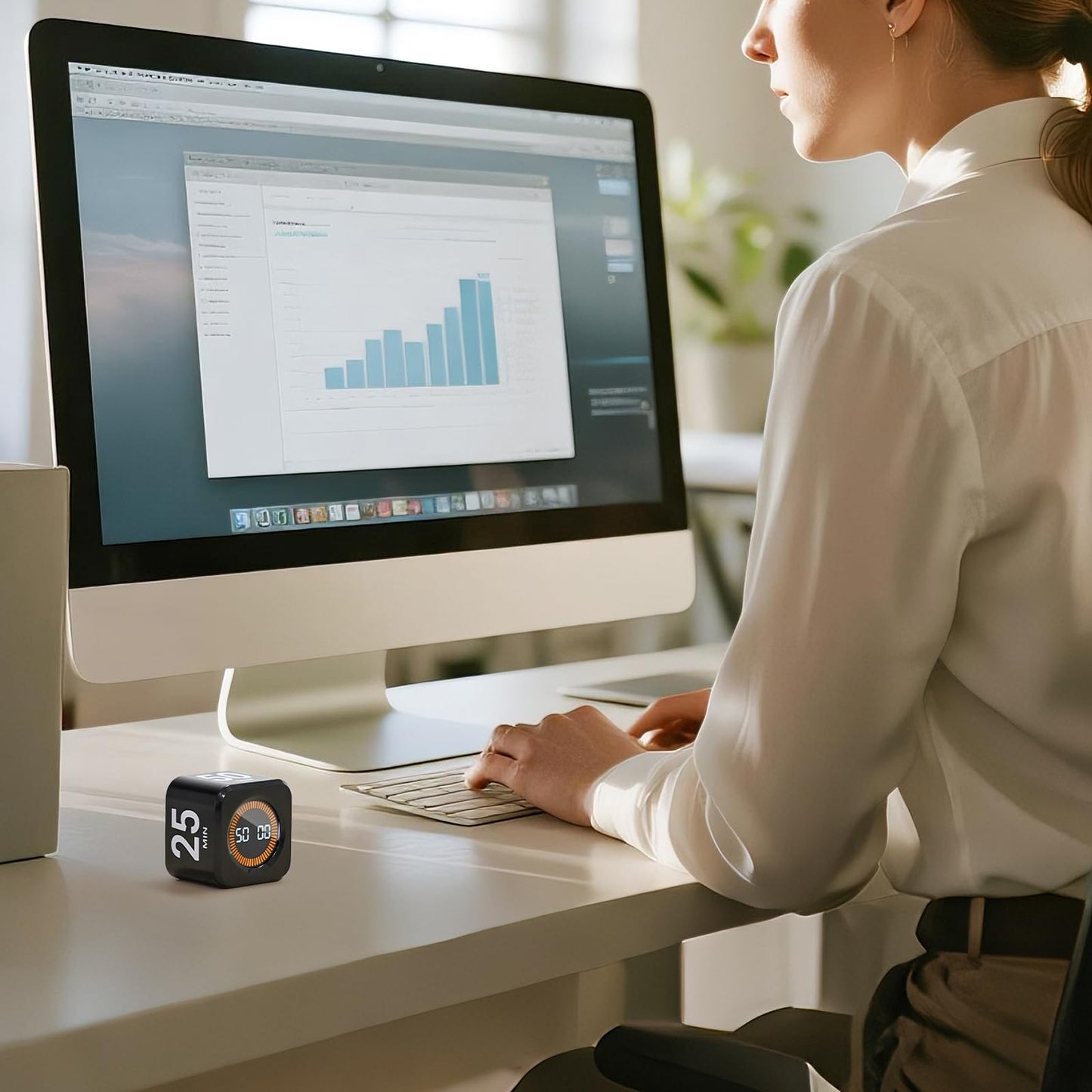 EooCoo Pomodoro Timer Cube, Cool Stuff Gadgets, Visual Timer with Gravity, Countdown 5/10/25/50 Min, Rechargeable Productivity Tool for Office, Classroom, Kitchen, Gym, Yoga, College School Supplies