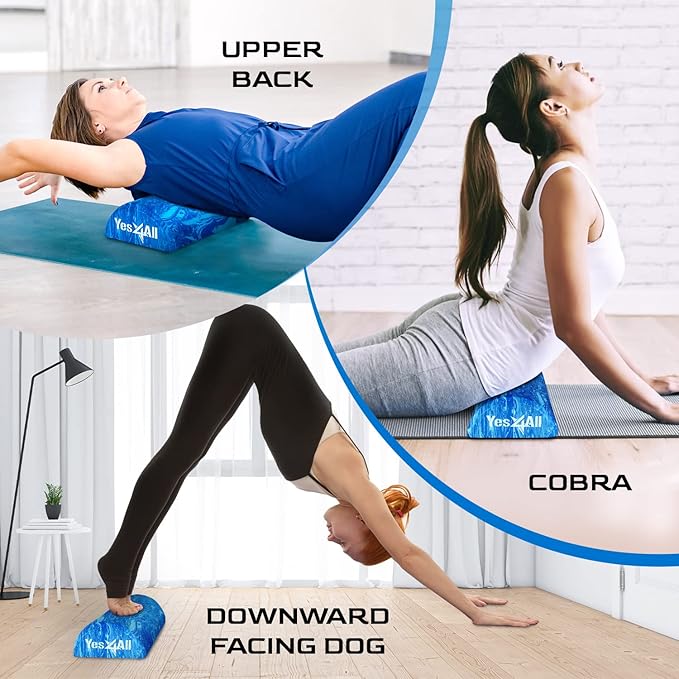 Yes4All Medium-Density EVA Foam Roller for Back - Half Back Roller for Exercise, Yoga & Pilates 12/36 inch