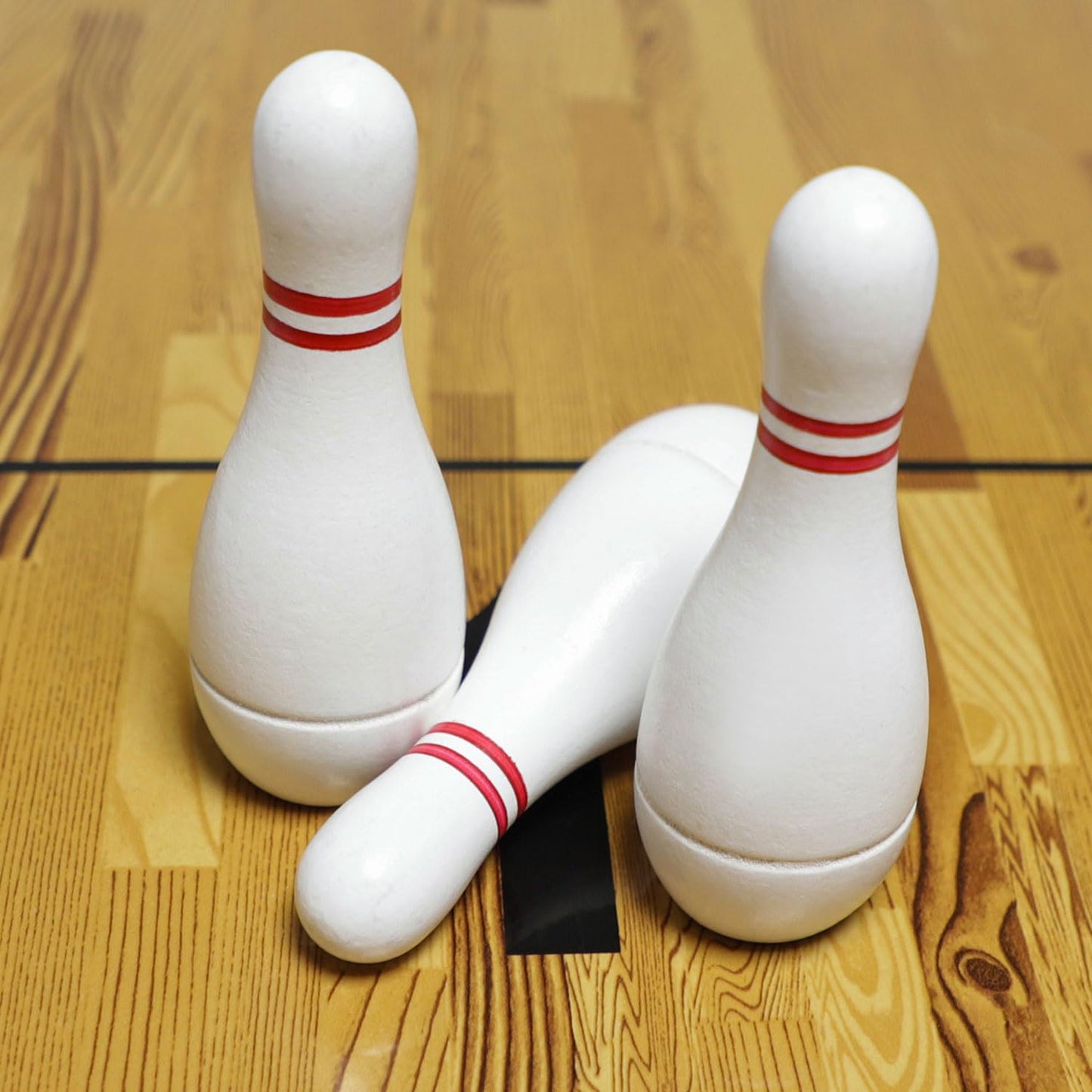 YDDS Shuffleboard Bowling Pin Set with 10 Pcs Premium Hardwood Bowling Pins Durabel Triangular Pinsetter Resin Bowling Ball and Carrying Bag, Fun for Shuffleboard Games