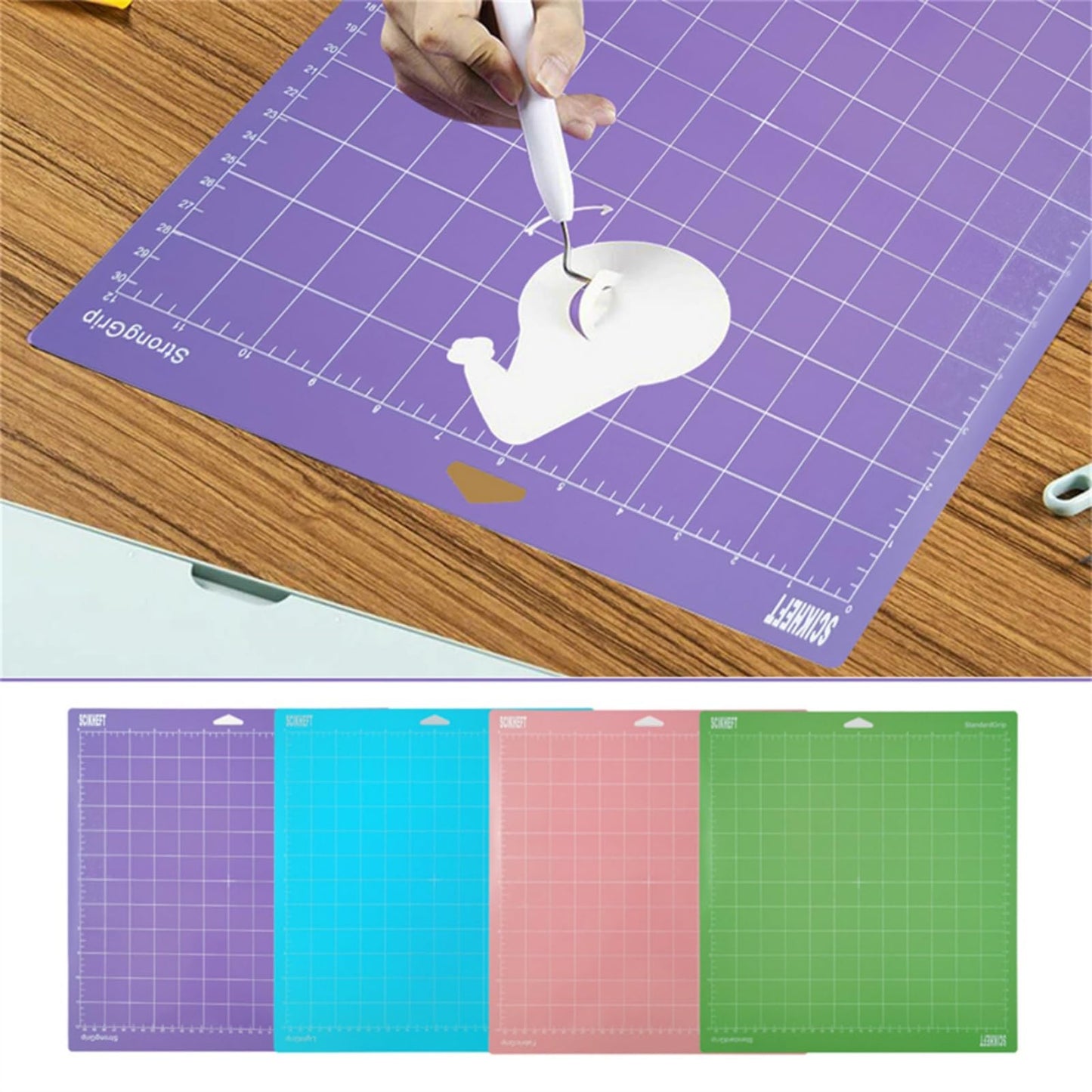 12x12 Inch Cutting Mats for Cricut Maker 4/Explore 4/Maker 3/Explore 3/Explore Air 2 Adhesive Sticky Non-Slip Durable Mat Cut Mats Replacement Accessories (Green+Purple+Pink+Blue)