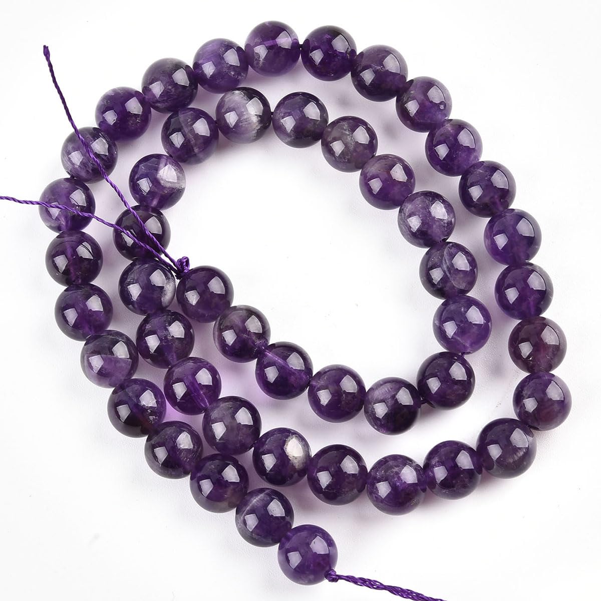10mm Natural Amethyst Beads Round Gemstone Loose Beads for Jewelry Making (38pcs/Strand)