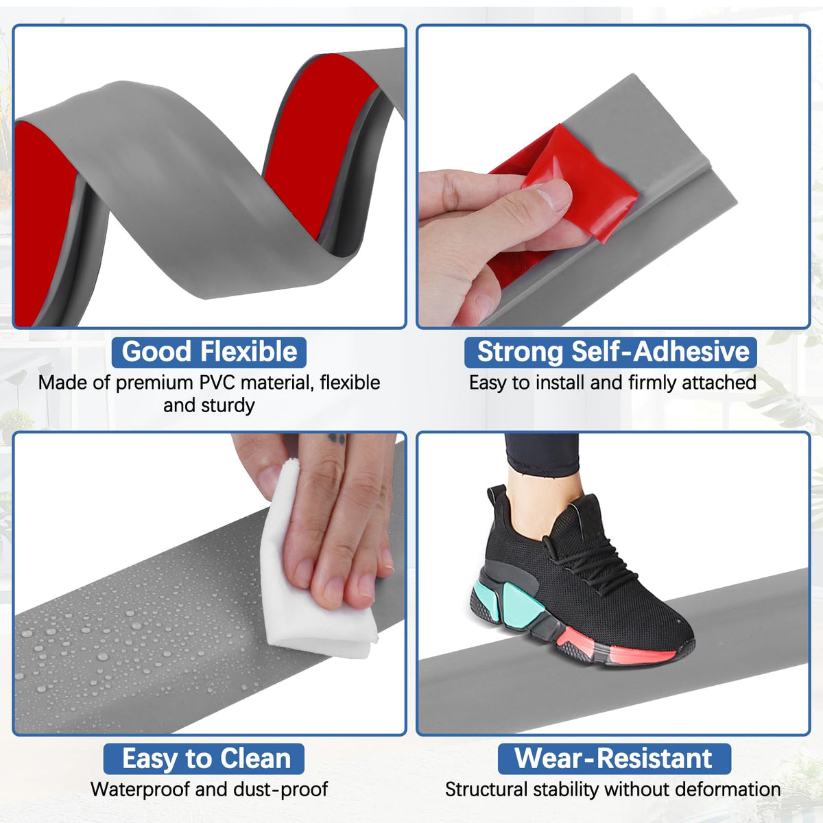 Vinyl Door Threshold Flooring Transition Strip Self Adhesive Carpet Edging Strip for Laminate Doorway Edge Threshold from 3