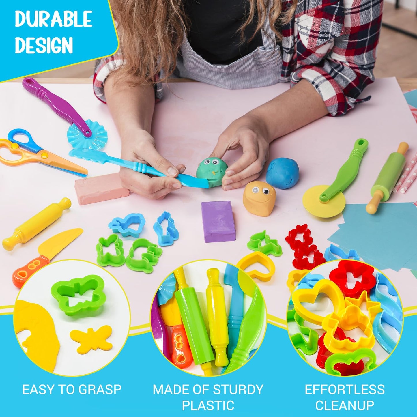 Playdough Tool Kit, 28 Pcs Basic Clay and Dough Tools Starter Set for Kids Ages 3+ Creative Play Accessories with Various Shape Molds & Cutters, Sensory Clay Toys Gifts for Back to School Christmas