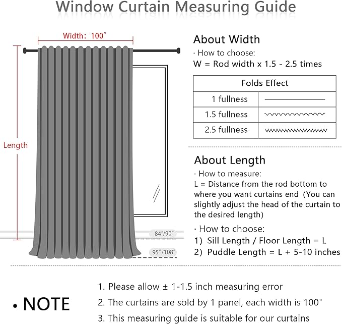 MYSKY HOME 90 Inch Natural Curtains for Sliding Glass Door Windows, Living Room Decoration Cotton Drapes Soft Comfortable Touch Farmhouse Country Patio Treatment Set, Beige White, 100" Width, 1 Panel