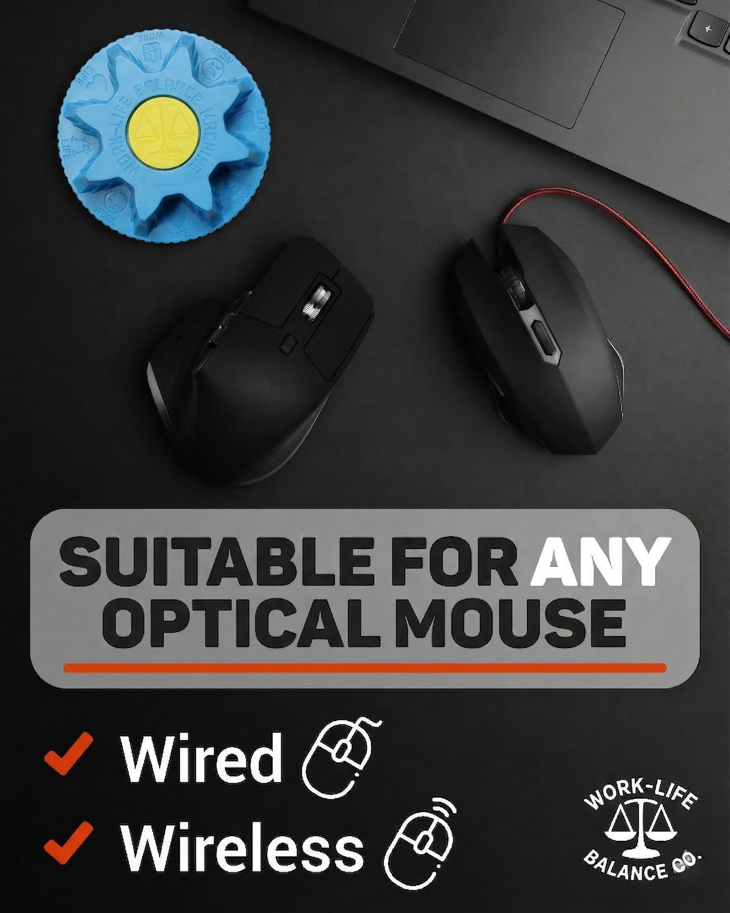 Work-Life Balance Compact Mechanical Mouse Jiggler - Undetectable Device to Keep Mouse Moving and Computer Awake, Cordless Wireless Mover for Remote Work Essentials & WFH, Automatic Wiggler - Freedom