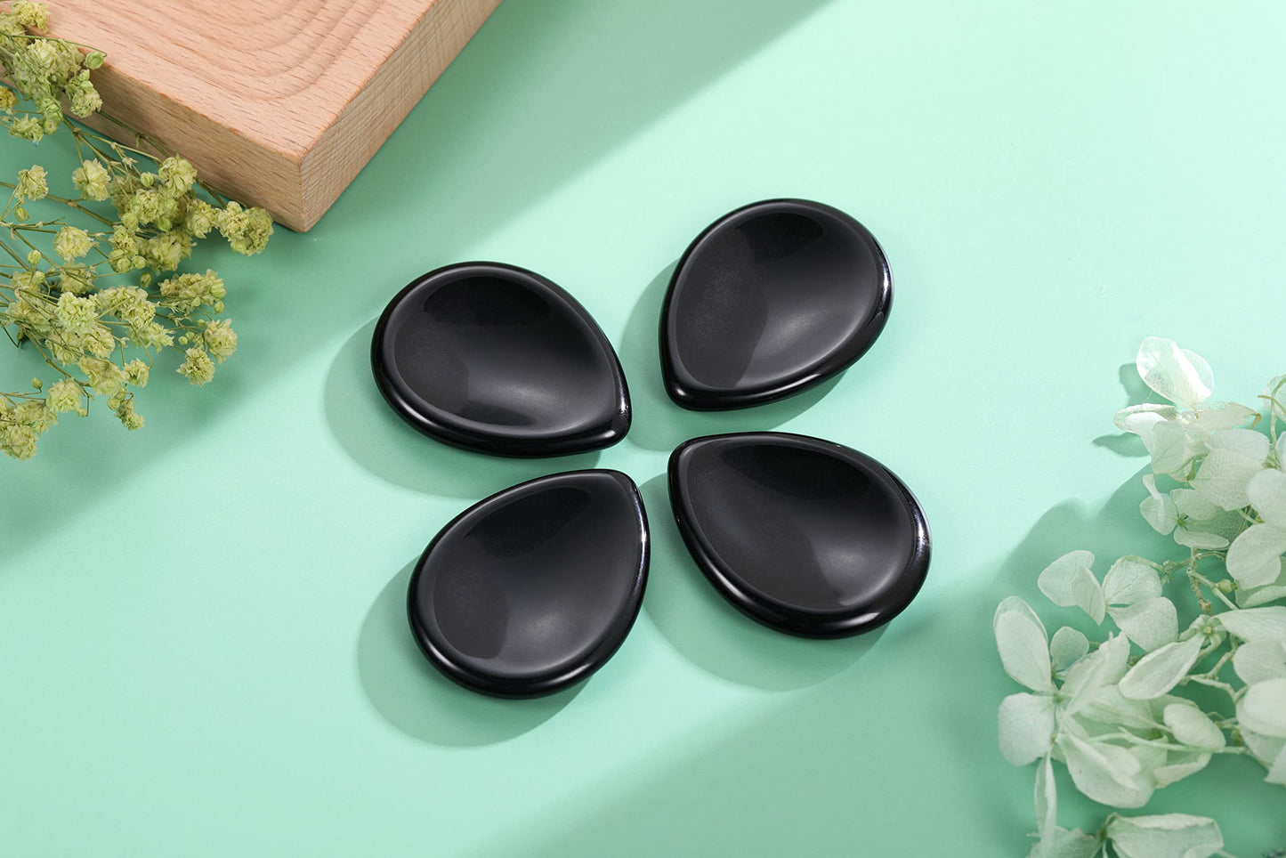CrystalTears Black Obsidian Crystal Worry Stone Thumble Polished Healing Crystals Pocket Palm Stone Thumb Worry Stones for Anxiety Stress Relief Crystal Therapy