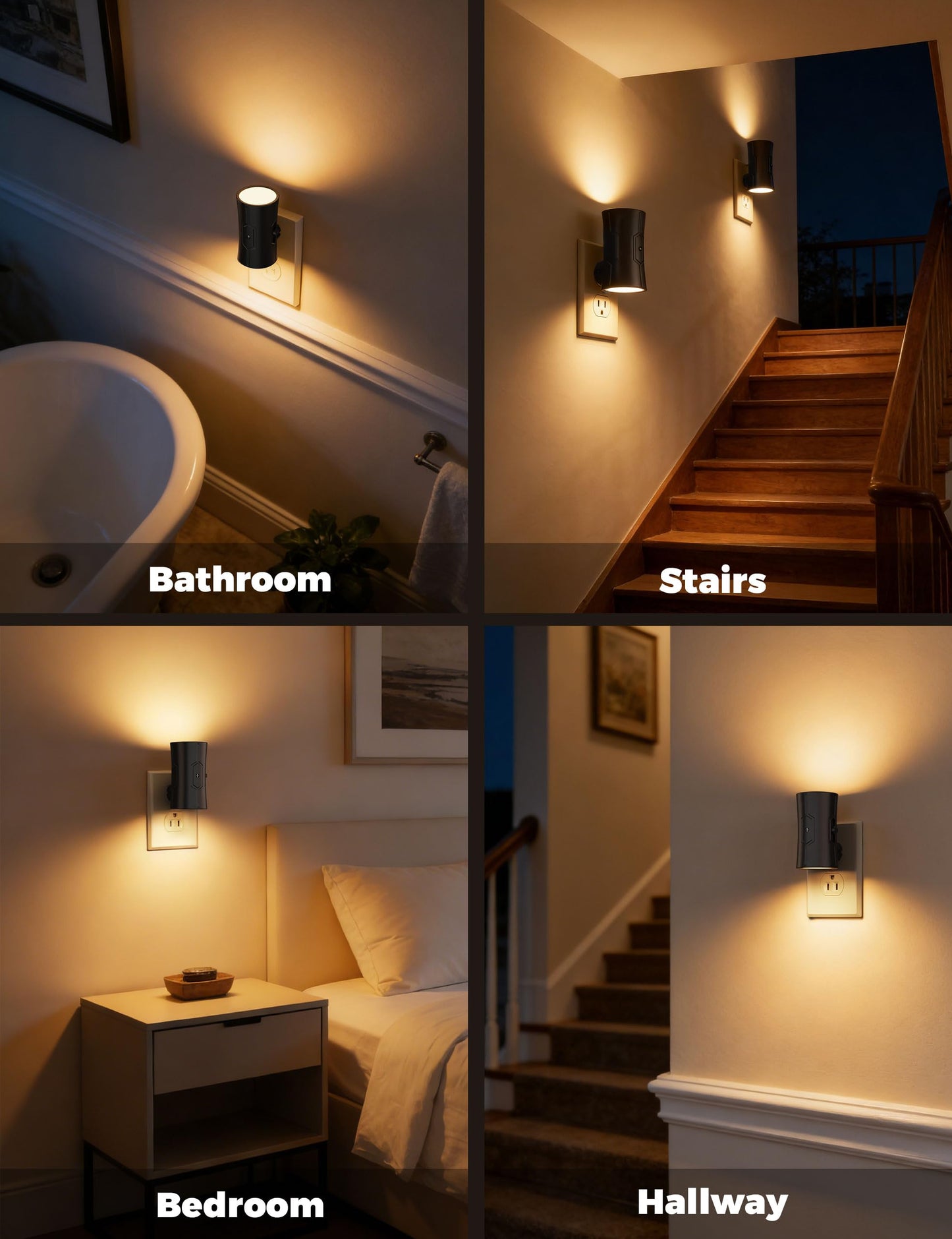fesnne Night Light, 2-Pack Dimmable Plug-in Night Light with 90°Rotatable Plug, 0-100LM Adjustable Brightness, 3000K Warm White, 1W Ultra Low Energy for Bedroom, Hallway, Bathroom, Kids Room