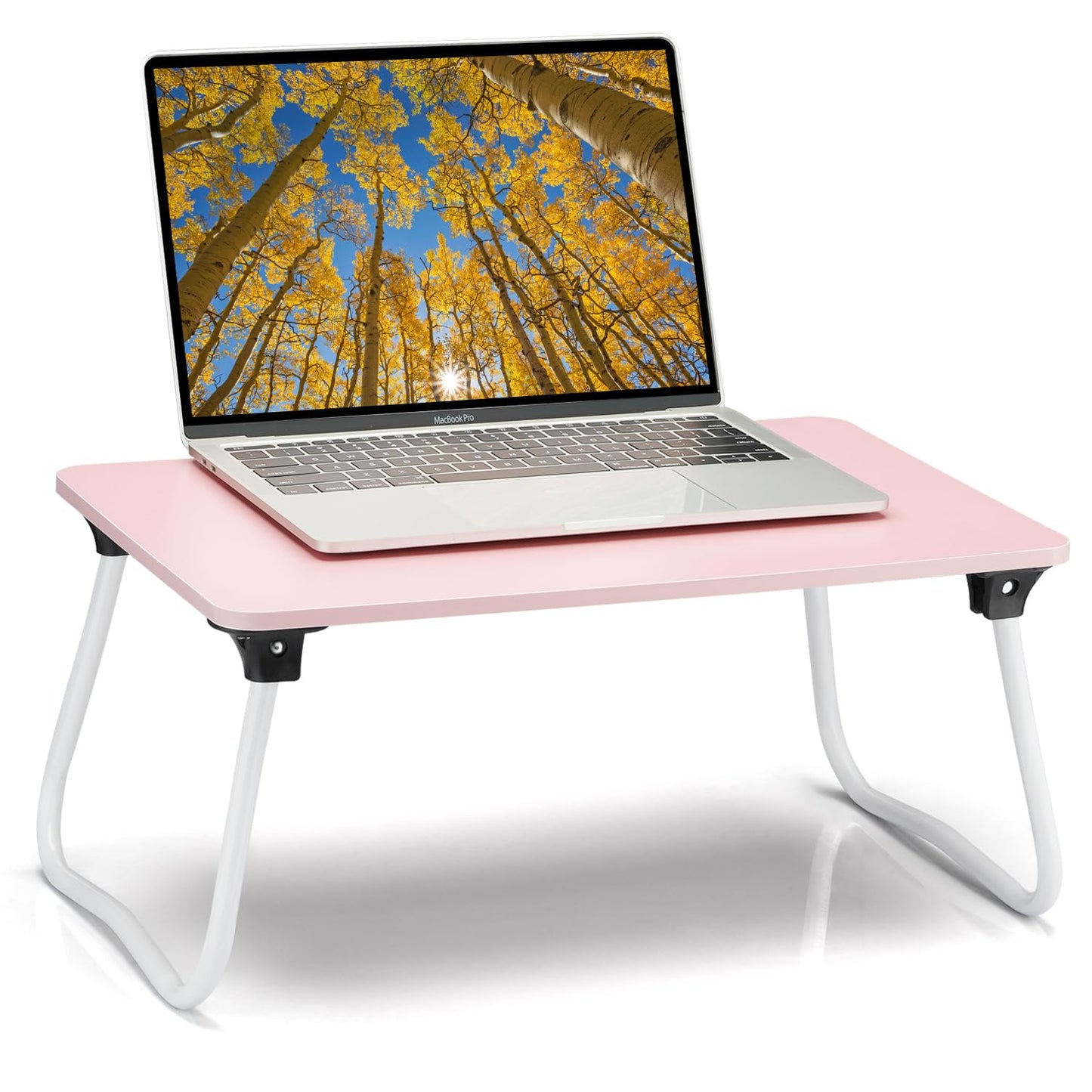 Ruxury Foldable Lap Desk Laptop Stand Bed Desk Table Tray, Breakfast Serving Tray, Portable & Lightweight Mini Table, Lap Tablet Desk for Sofa Couch Floor - Pink