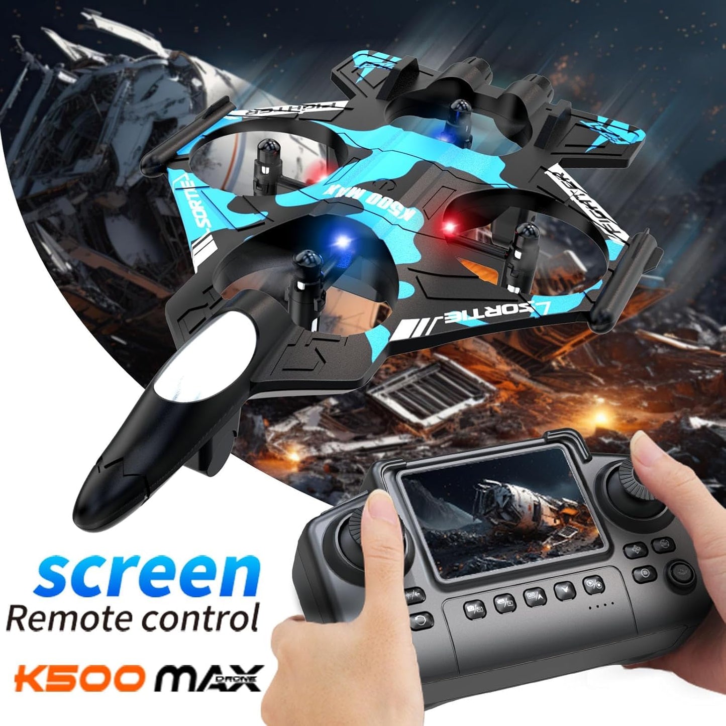 Weavixol RC Plane for Kids, Fighter Jet Drones With Screen On Controller, No Phone Needed, Drone For Kids 8-12 with Camera, Remote Control Plane With Auto Hover, Easy to Fly, RC Airplane Toy Gifts for Kids Boys, 2 Batteries