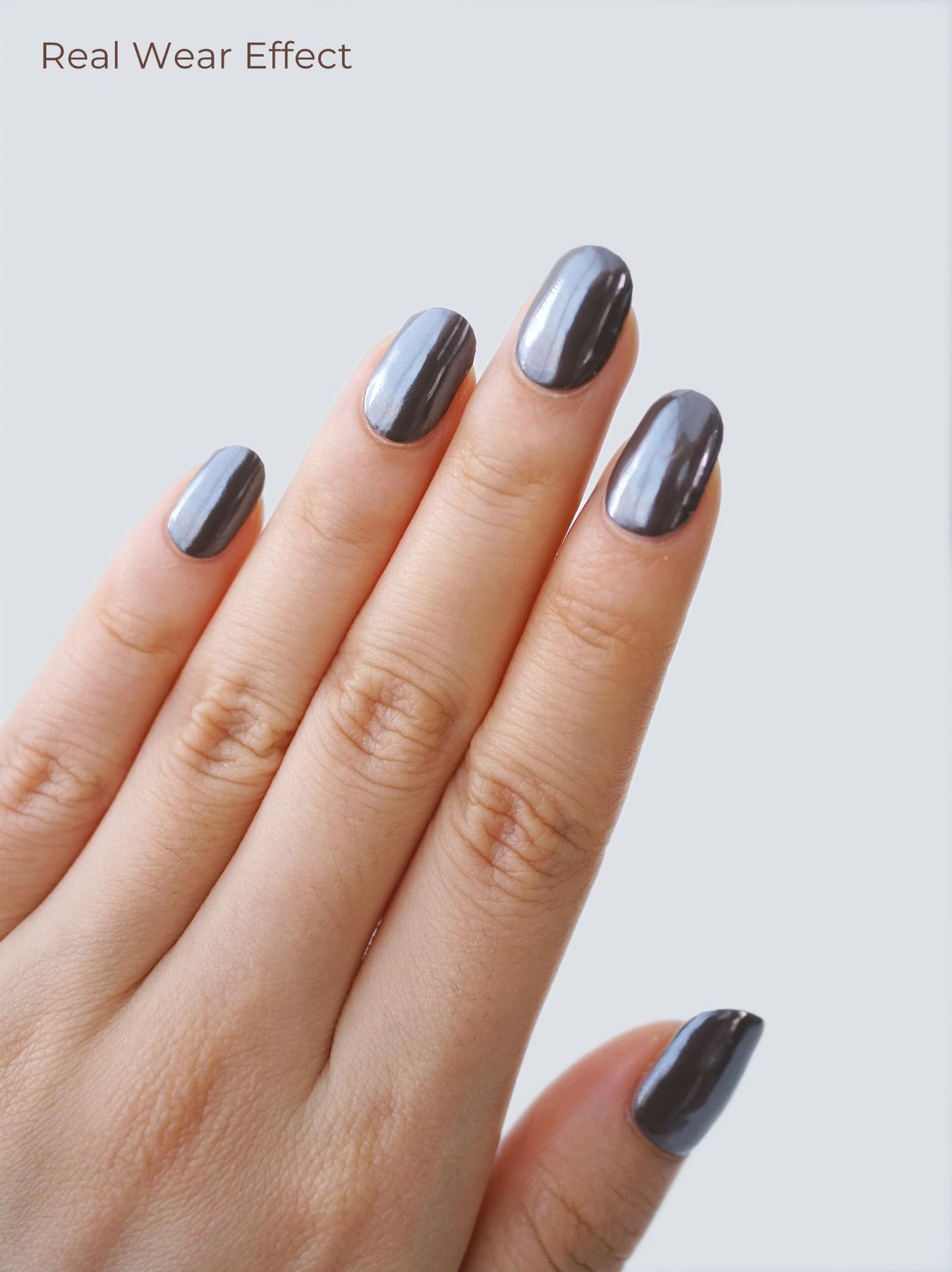 Beaolata Real Gel Nail Strips (No UV Light Needed) - 44Pcs Salon Quality Nail Stickers - Long Lasting Polish Wraps for Women, Easy Apply & Remove (Chrome Cocoa Brown)