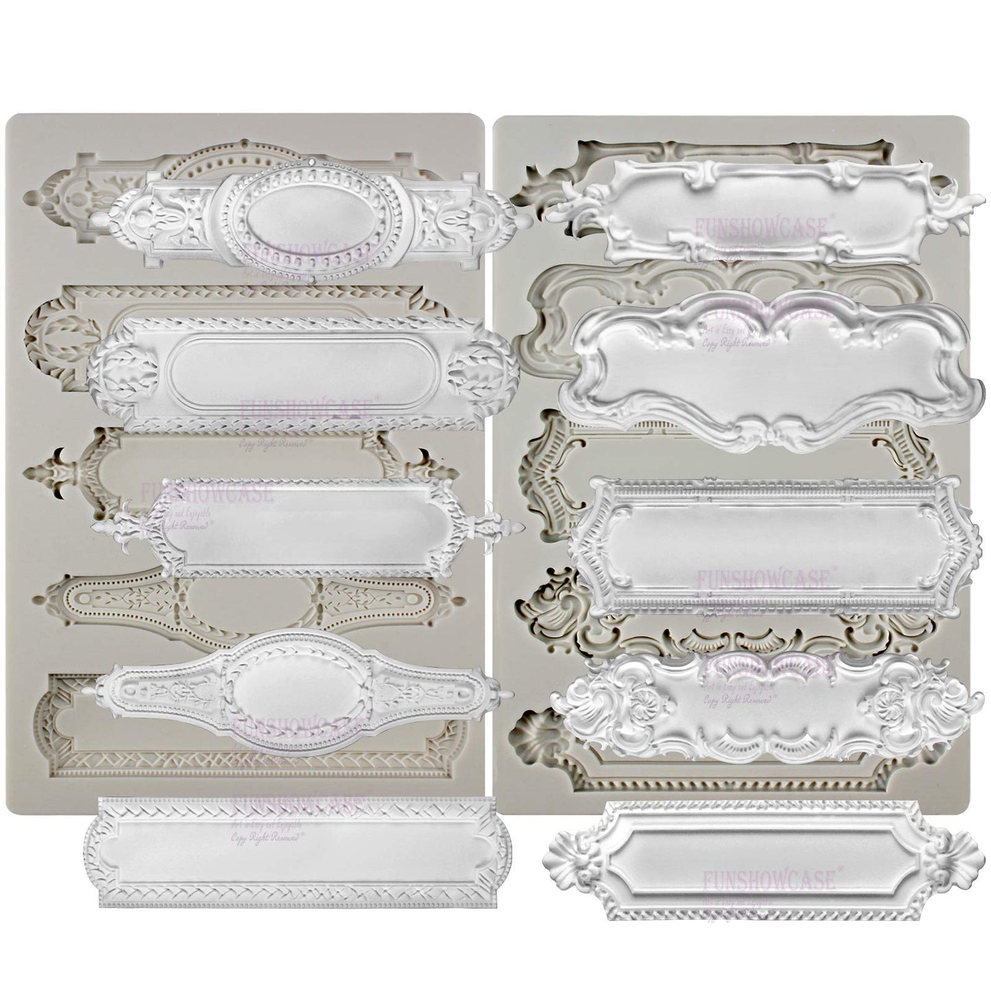 Baroque Style Silicone Molds 2-Count Plaque and Object Labels for Crafts