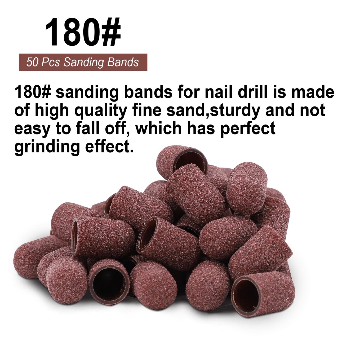 50pcs 180 Grit Sanding Bands, Nail Drill Bits, Mini Sanding Bands for Nail Drill, Includes 2 Sanding Shafts, Nail Sanding Bands, Nail Drill Accessories