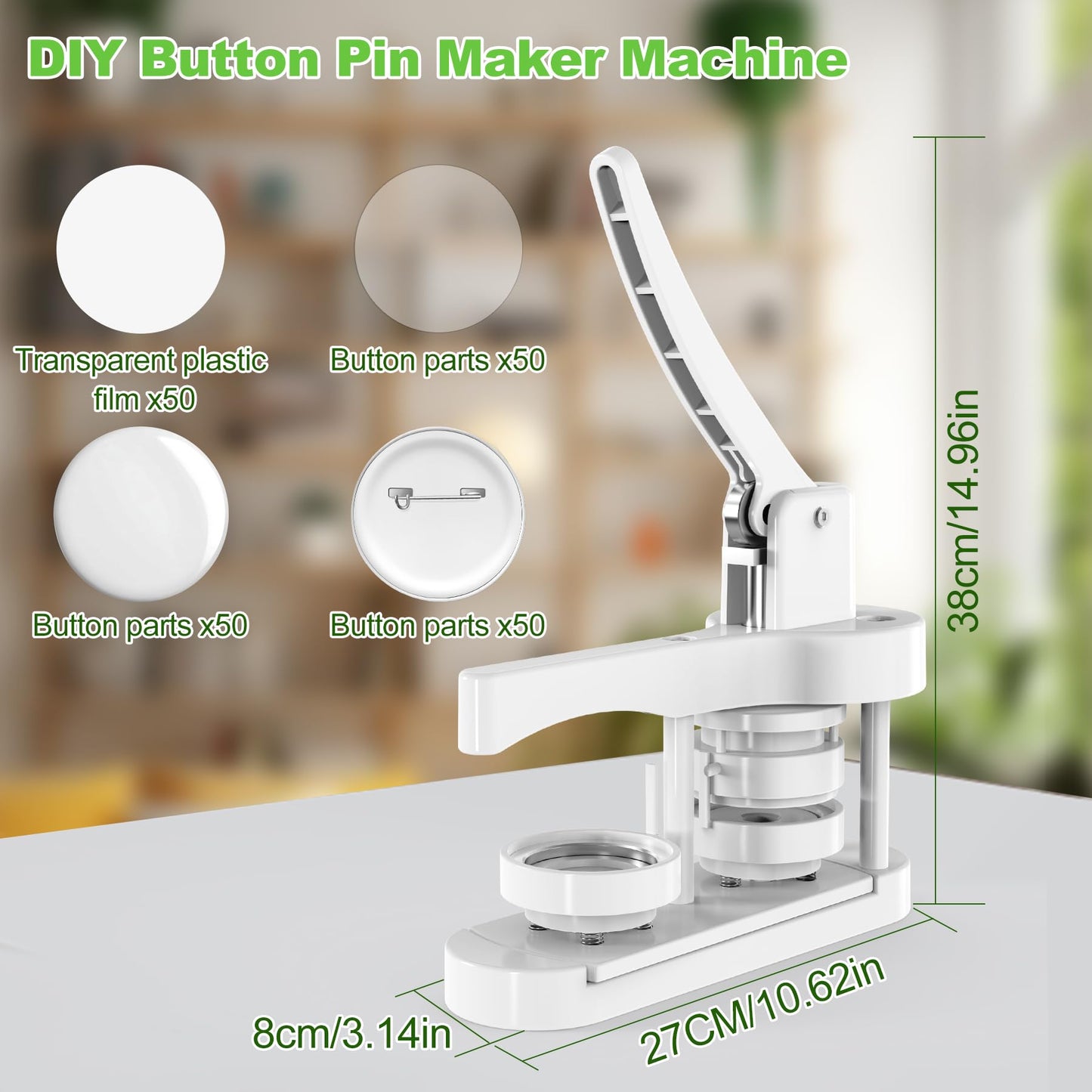 Button Maker Machine 58mm, Easy DIY Pin Maker Machine, No Setup Button Maker for Kids Crafts, Parties, School Projects & Beginners