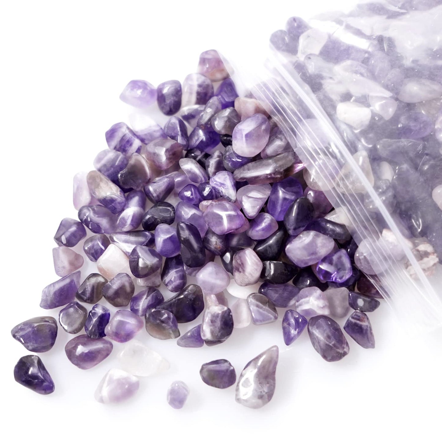 gemshan 2lb Amethyst Chips Natural Crushed Crystal Chip Bulk 7mm-9mm Tumble Healing Crystal Stone for Aquarium Vase Plant Decoration Jewelry DIY