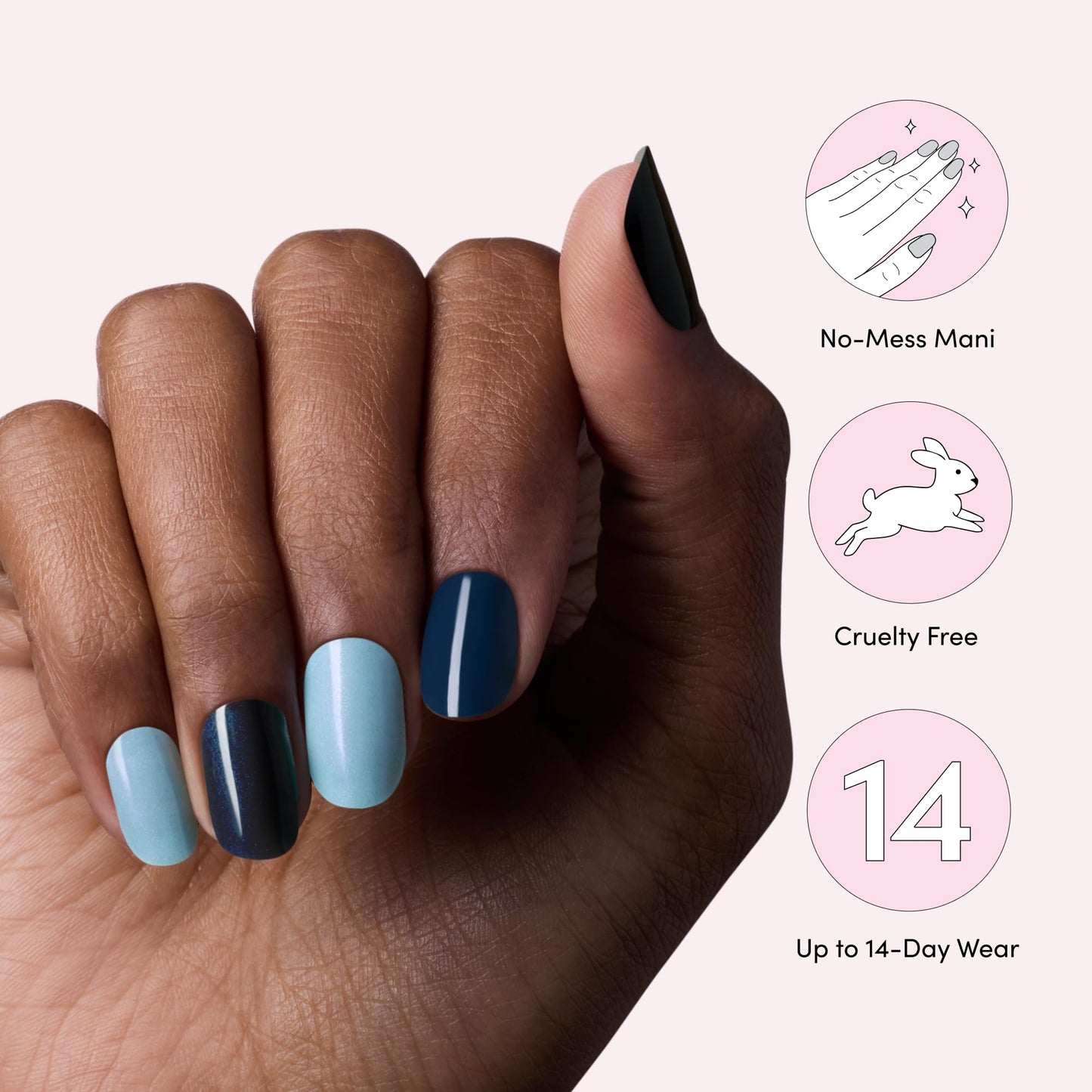 Dashing Diva Glaze Nail Strip 3-in-1 Kit - Best of Blues - Long Lasting, Chip Resistant, Semi-Cured Gel Nail Strips - Contains 96 strips, 3 prep pads, 3 manicure sticks, 1 nail file