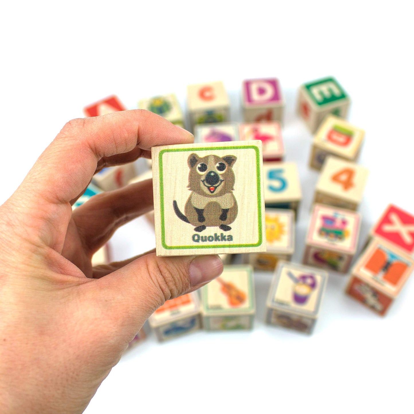 QUOKKA Wooden Blocks for Toddlers 1-3 - 26 ABC Learning Baby Blocks for Kids 3-5 Year Olds Stacking Alphabet Wood Toys for 2-4 yo - Educational with Letters Numbers - Updated Edition
