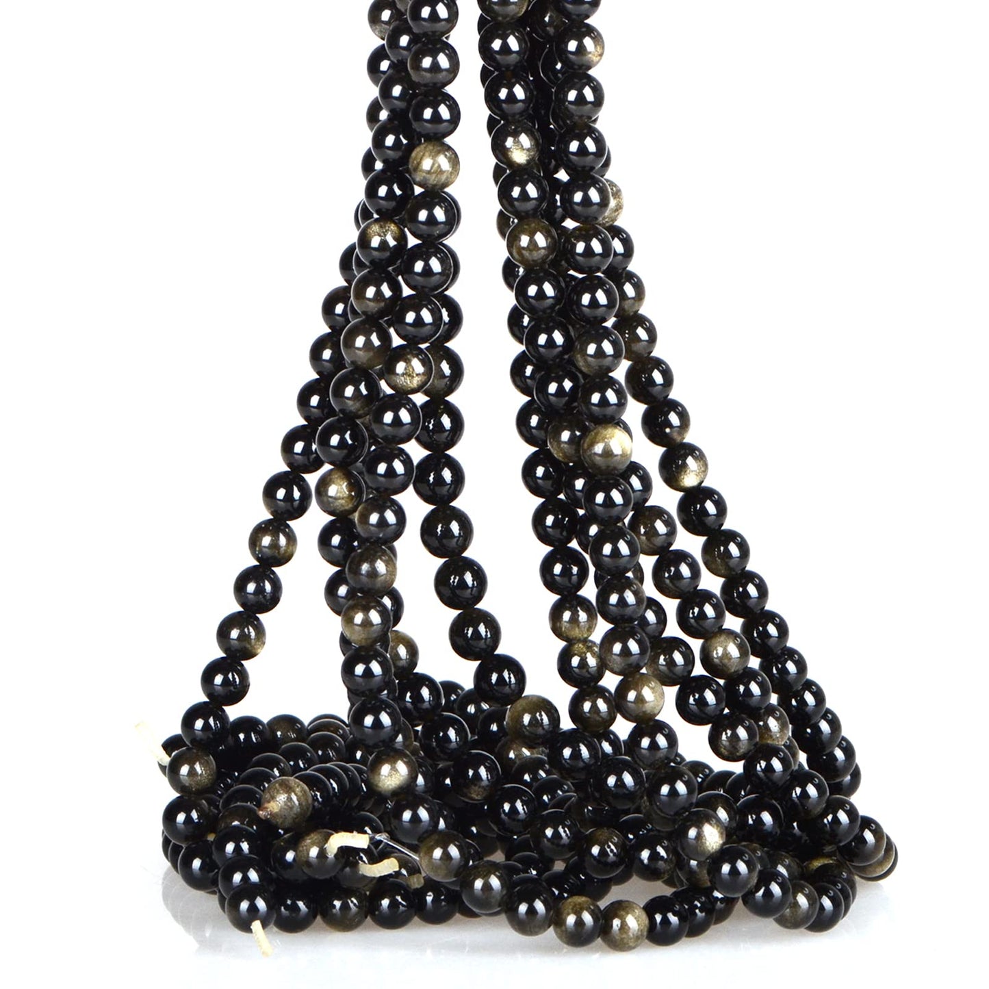 ICAI (Gold Obsidian) Natural Stone Beads Gemstone Round Loose Beads Crystal Energy Stone Healing Power for Jewelry Making DIY,1 Strand 35-37pcs(10mm)