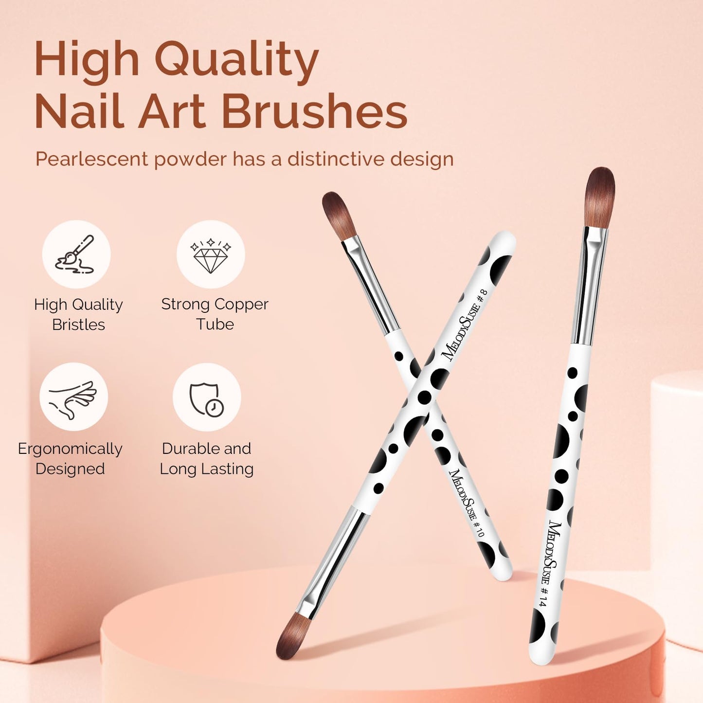MelodySusie Nail Art Liner Brushes 5Pcs MelodySusie 3Pcs Acrylic Nail Brush Set, Size 8/10/14