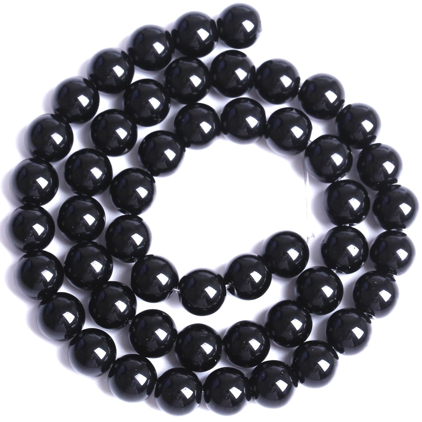 10MM Natural Black Agate Gemstone Beads Round Loose Stone Beads for Jewelry and Bracelets Making 72pcs 2 Strands 32