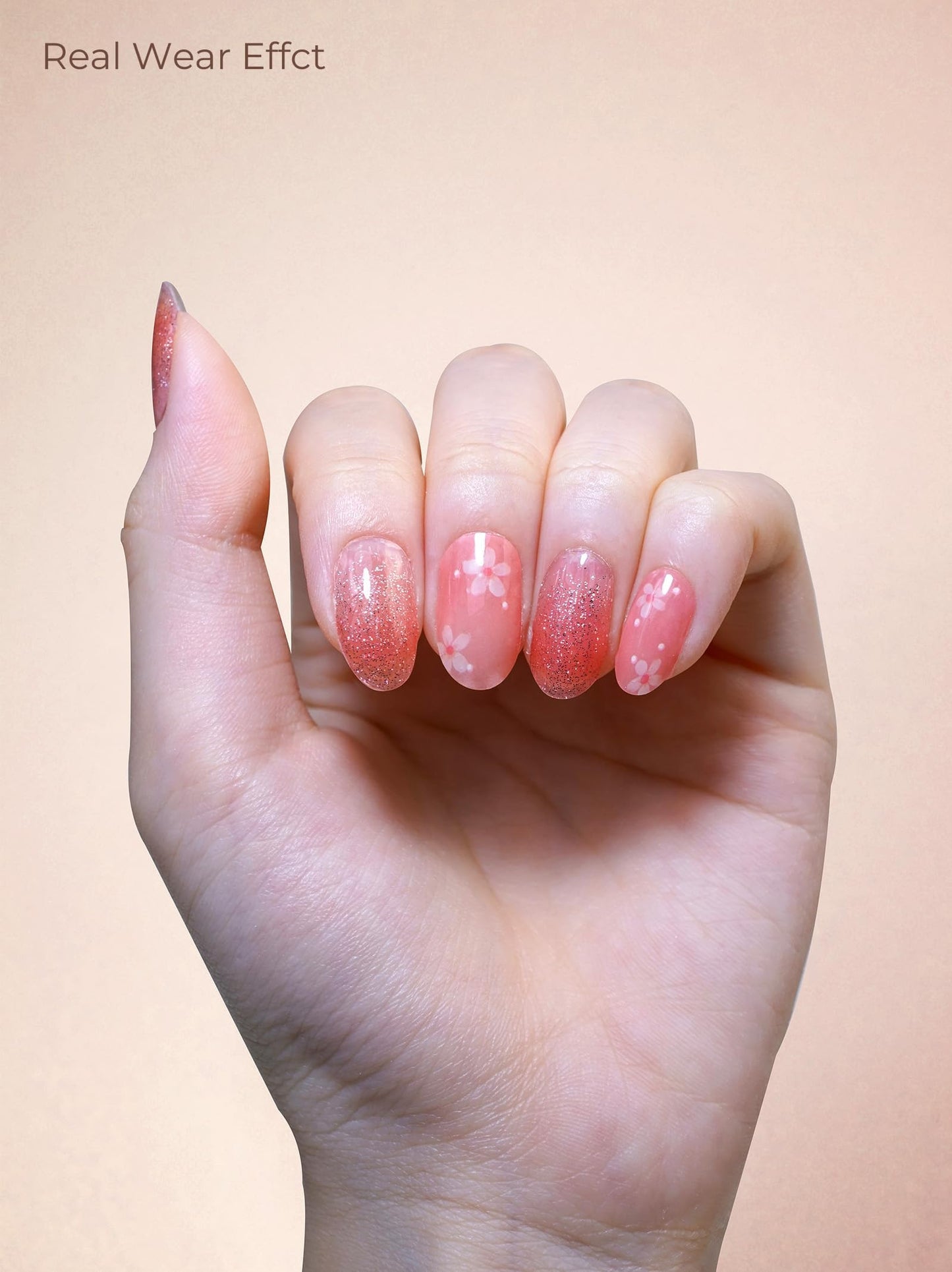 Beaolata Real Gel Nail Strips (No UV Light Needed) - 44Pcs Salon Quality Nail Stickers - Long Lasting Polish Wraps for Women, Easy Apply & Remove (BloomPink)