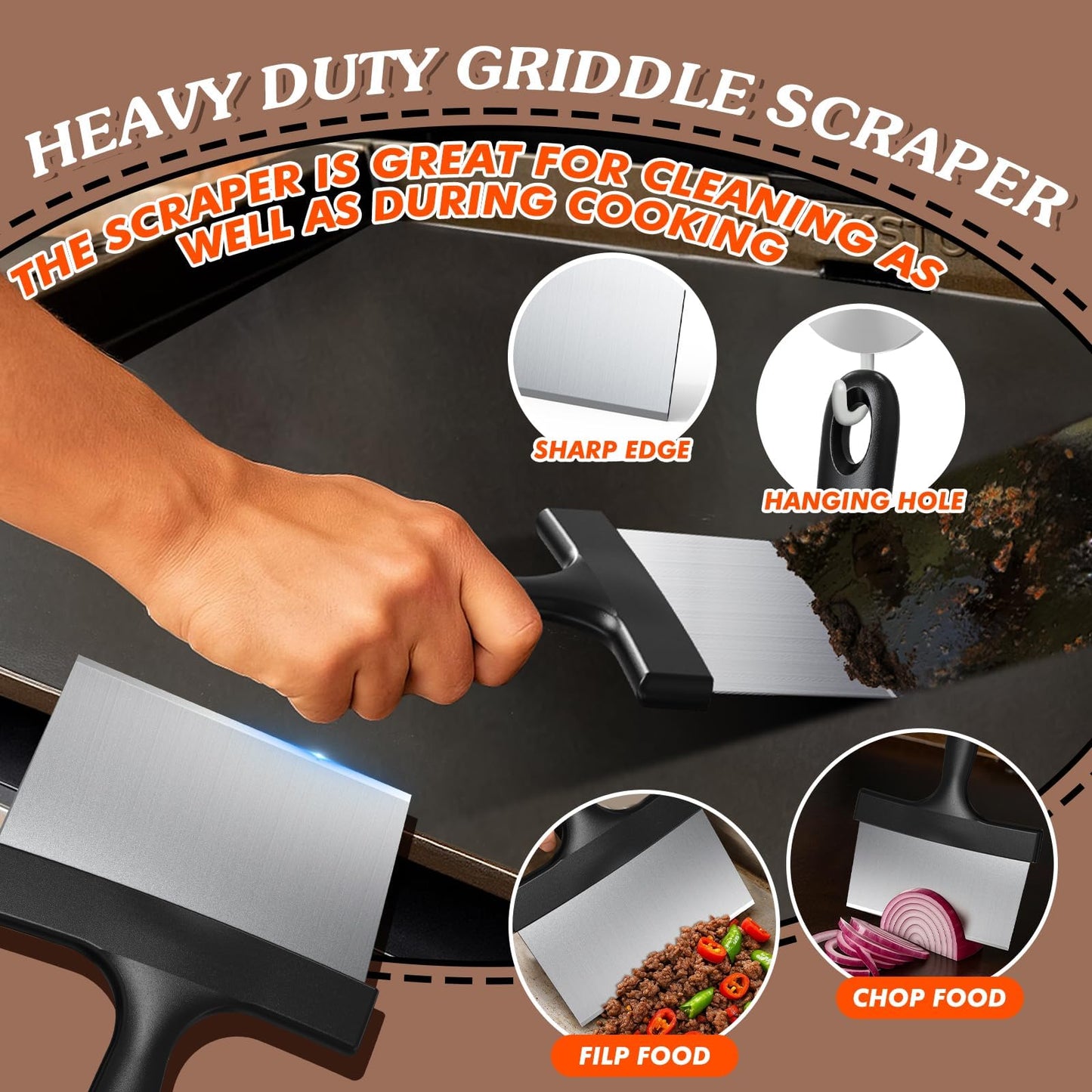 19 in 1 Griddle Cleaning Kit for Blackstone Accessories, Flat Top Grill Cleaning Kit w/Griddle Scraper, 4 Grill Stone, Griddle Brush Easy to Remove Stain - 5060