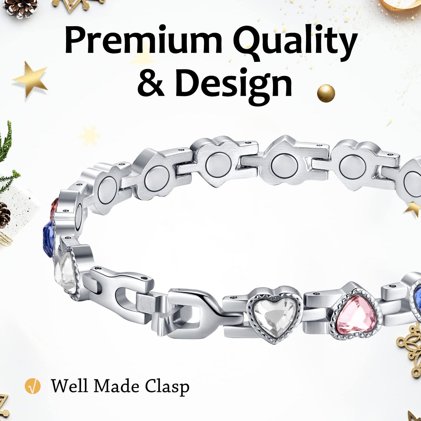 Feraco Magnetic Bracelets for Men Women with Magnets,Jewelry Gift