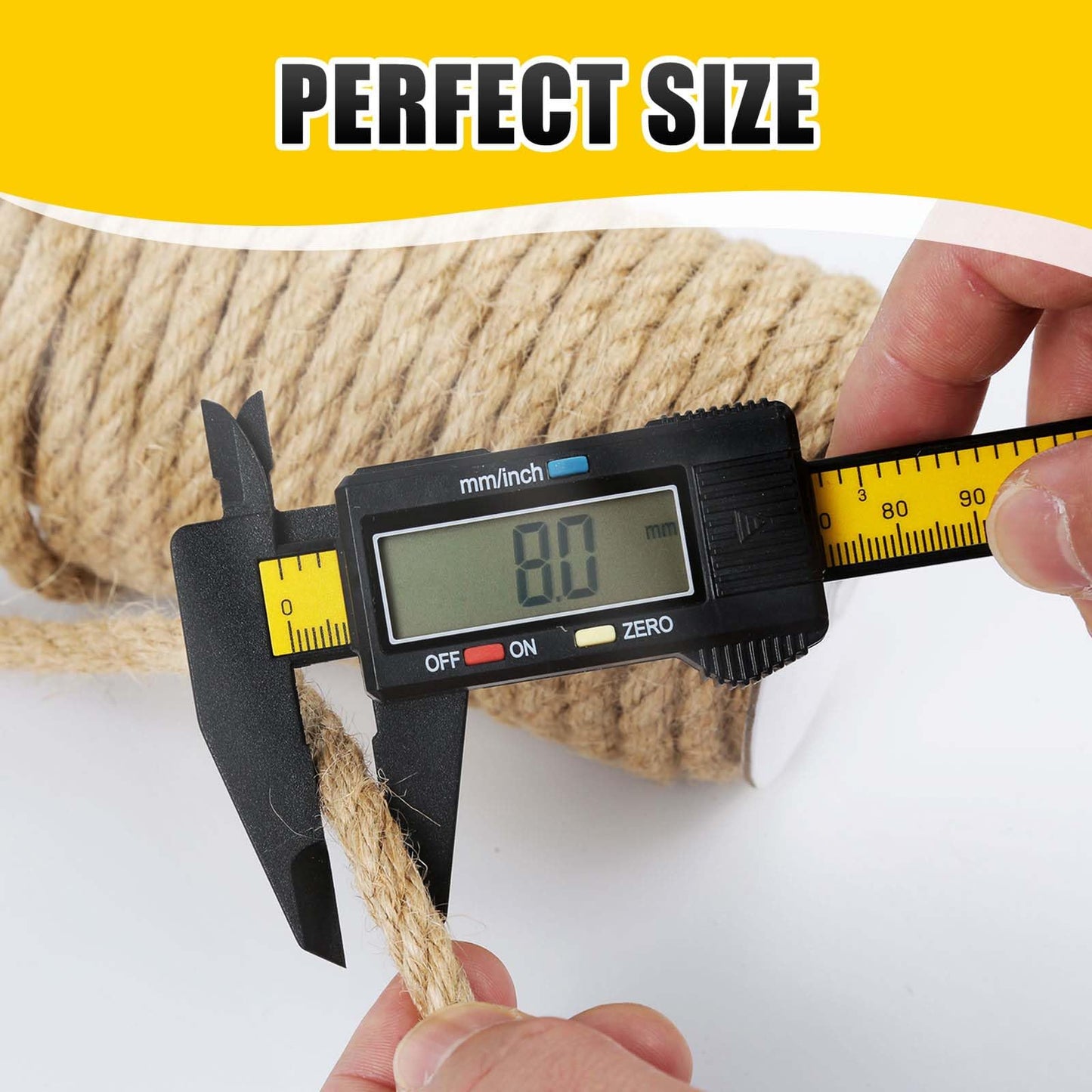 Radix Rope Natural Jute Twine, 8MM x 100FT Jute Rope Roll, Heavy Duty Thick Twine for Cat Scratching Post, Bundling, Gardening and DIY Crafts